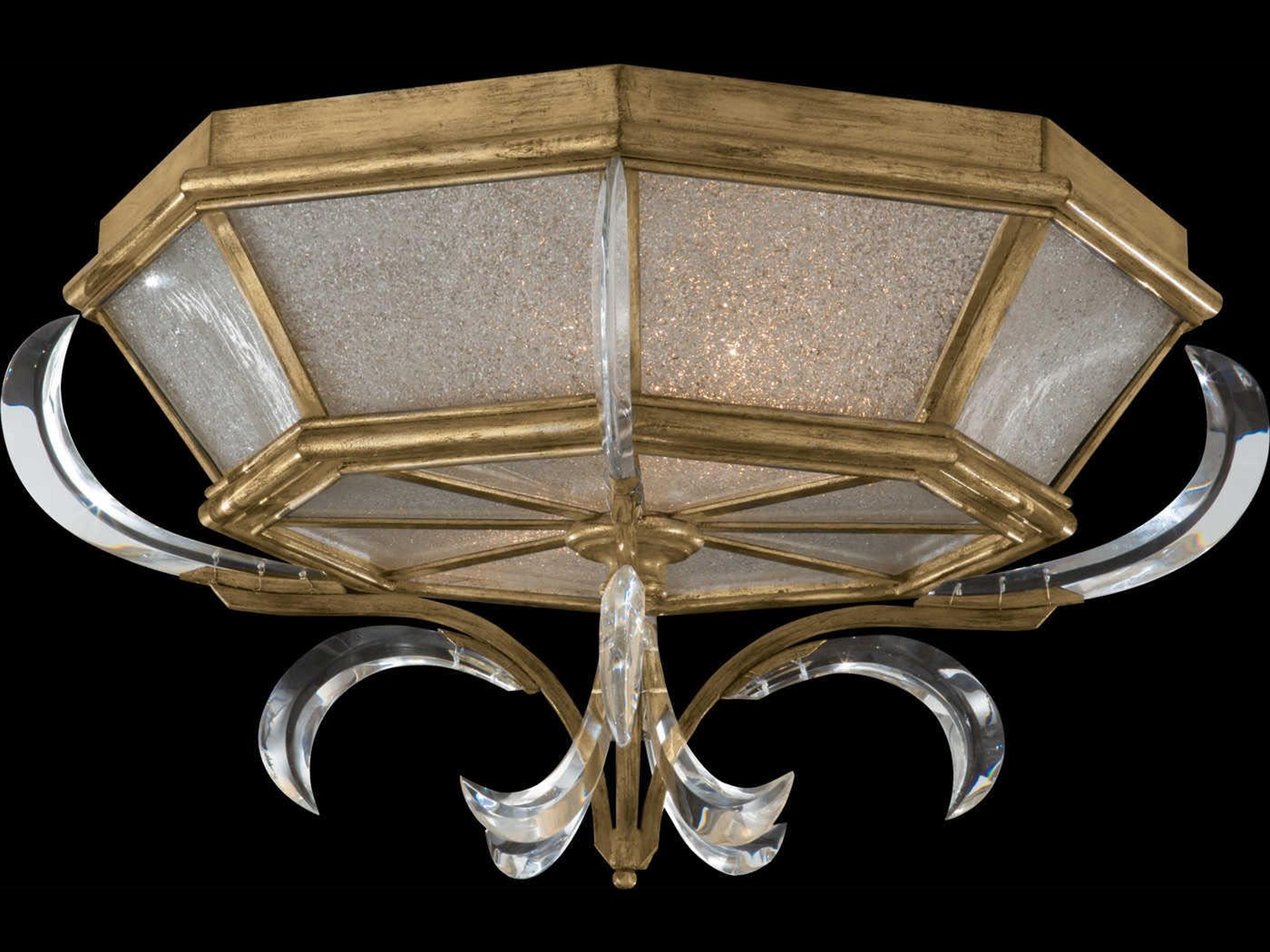 Beveled Arcs Gold Crystal Bowl Flush Mount