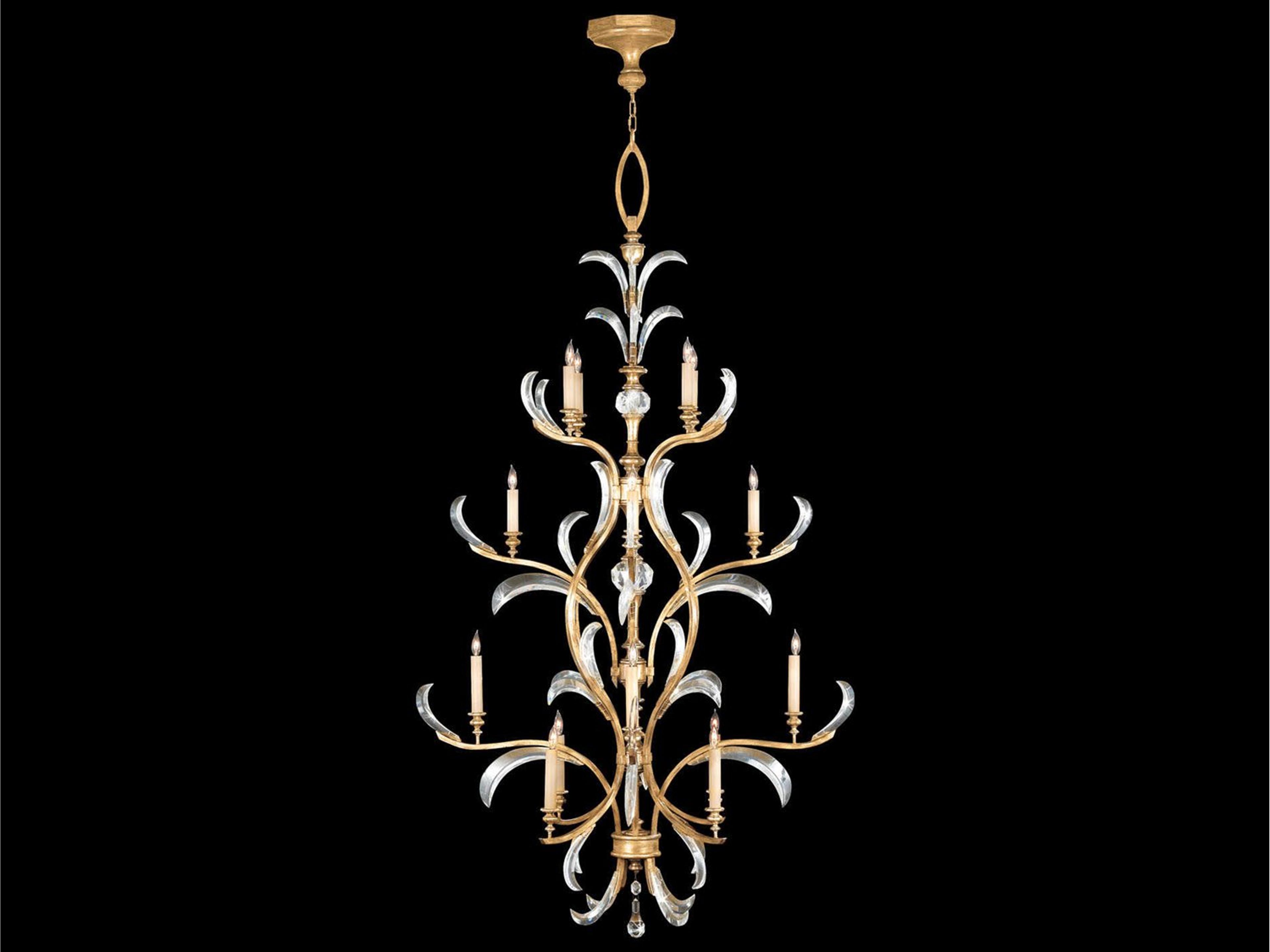 16-Light Beveled Arcs Chandelier in Gold with Crystal Accents