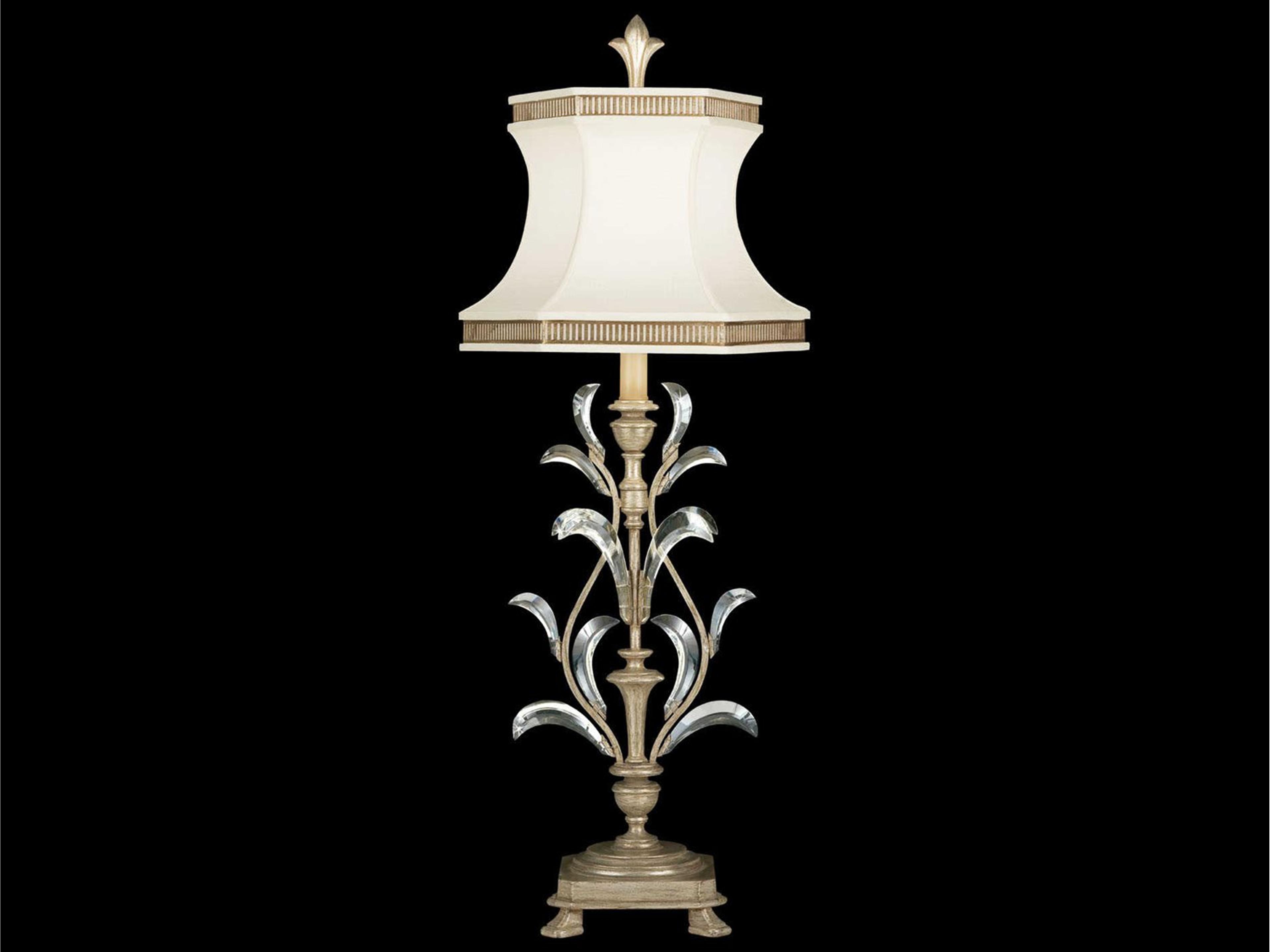 Beveled Arcs Silver Crystal Table Lamp