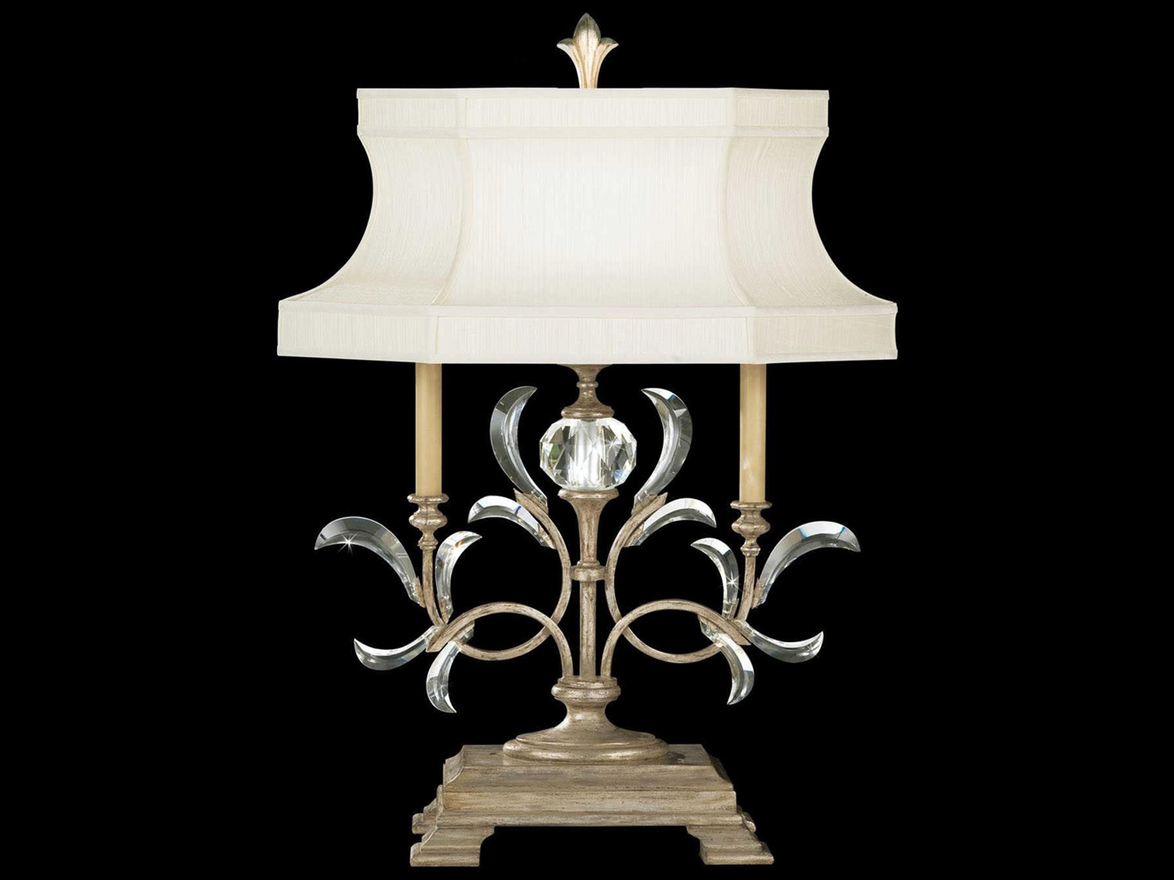 Beveled Arcs Silver Crystal Table Lamp