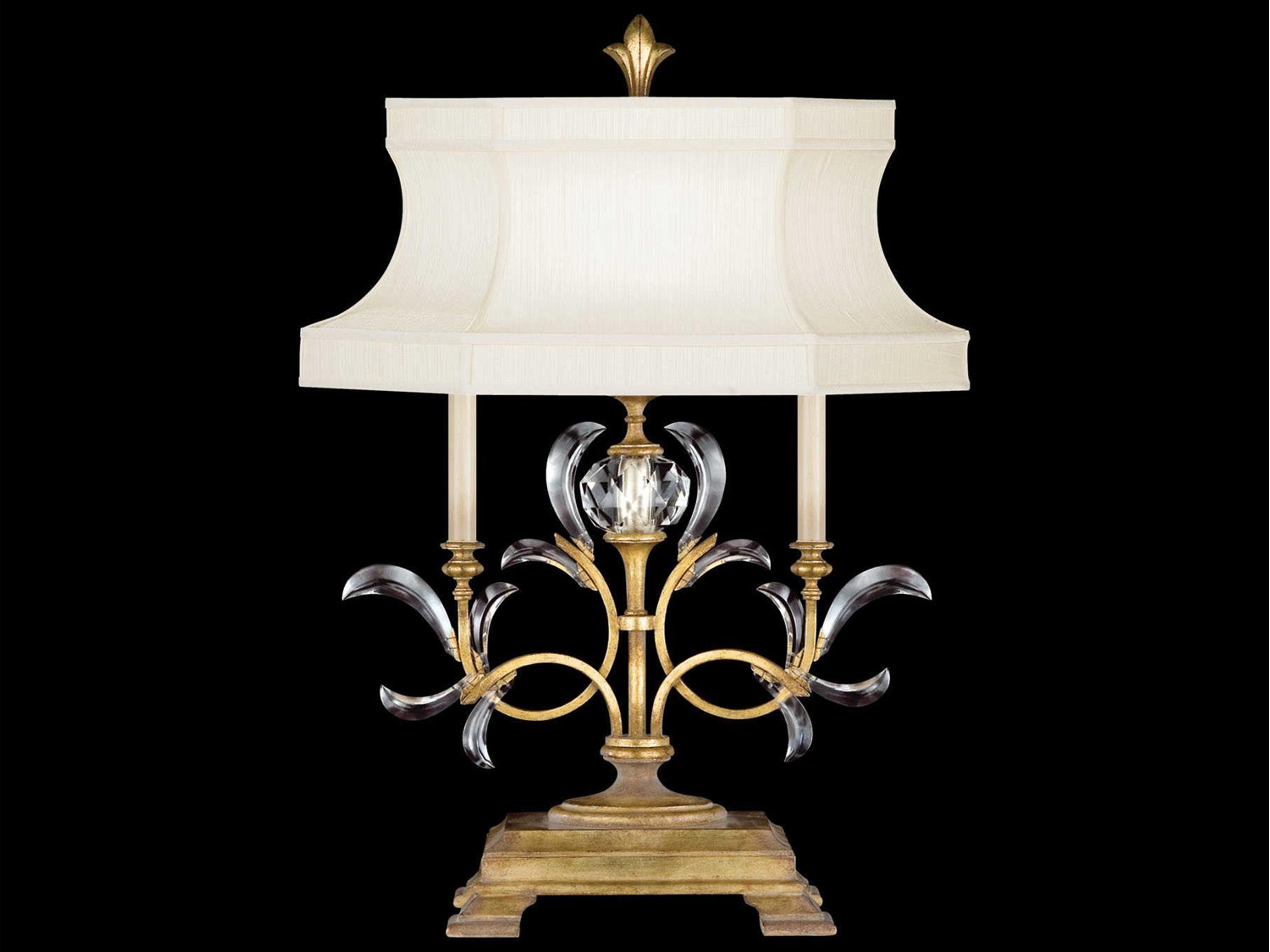 Beveled Arcs Gold Crystal Table Lamp