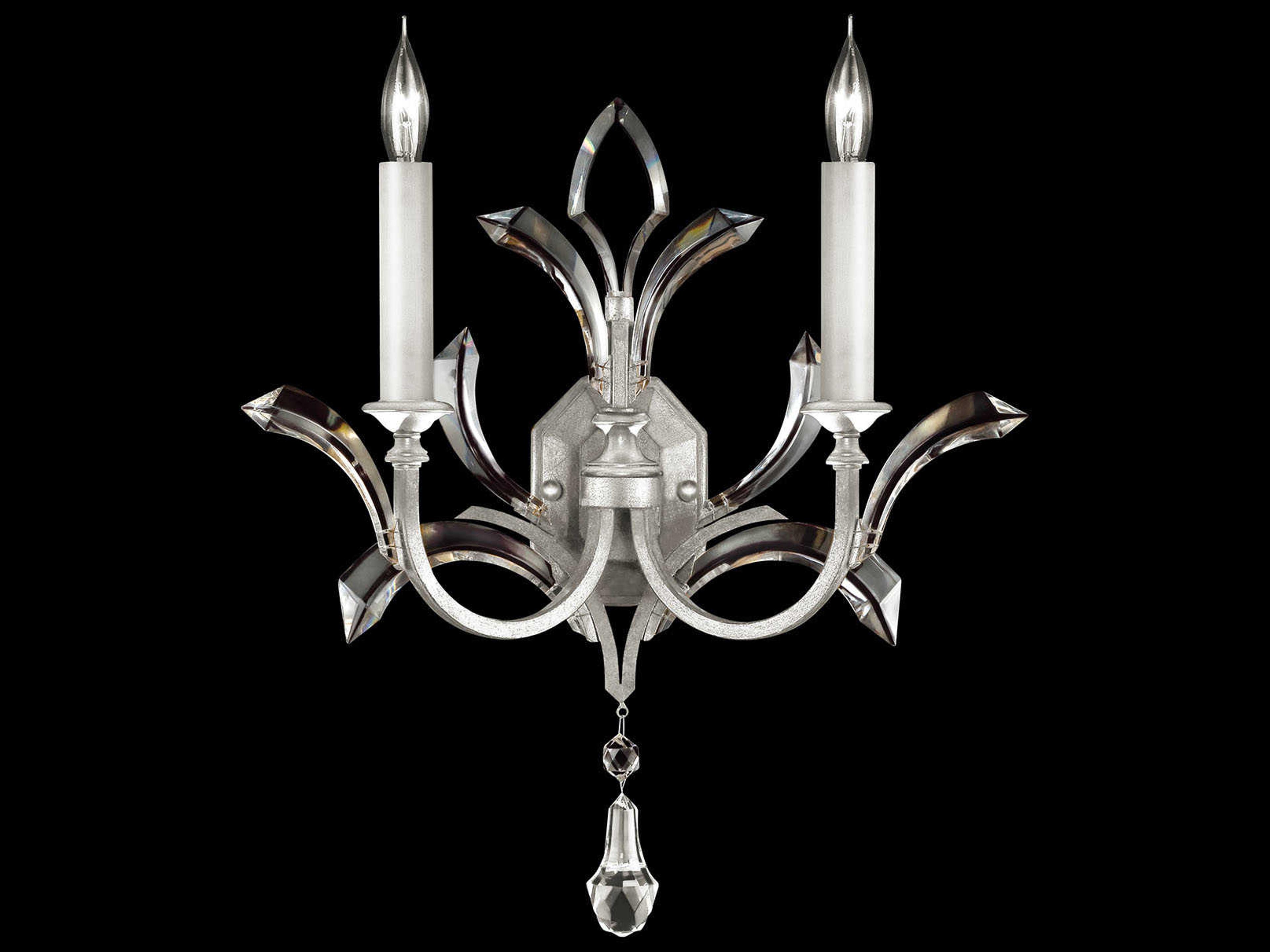 Beveled Arcs 2-Light Silver Leaf Crystal Wall Sconce