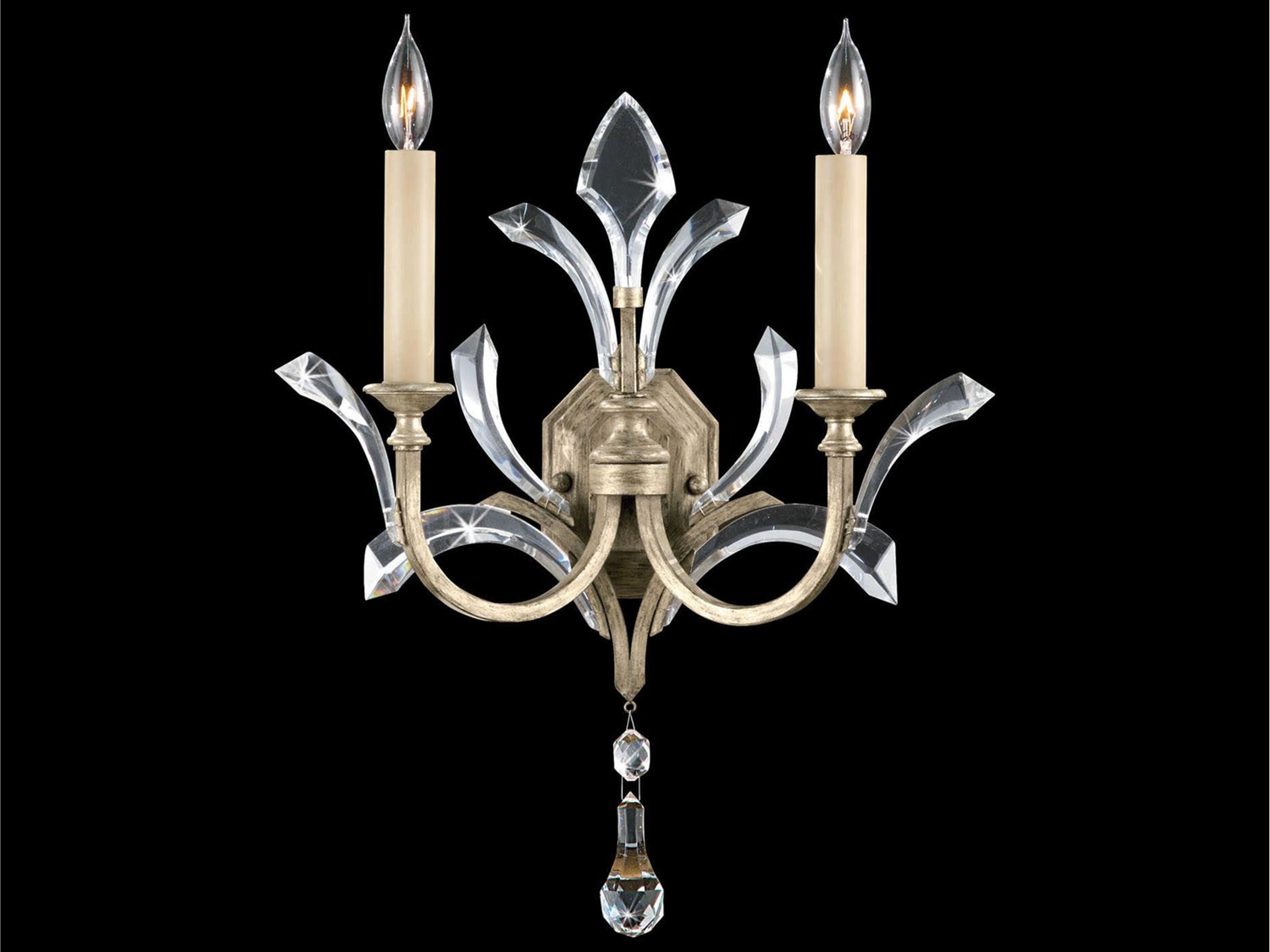 Beveled Arcs Silver Crystal Wall Sconce