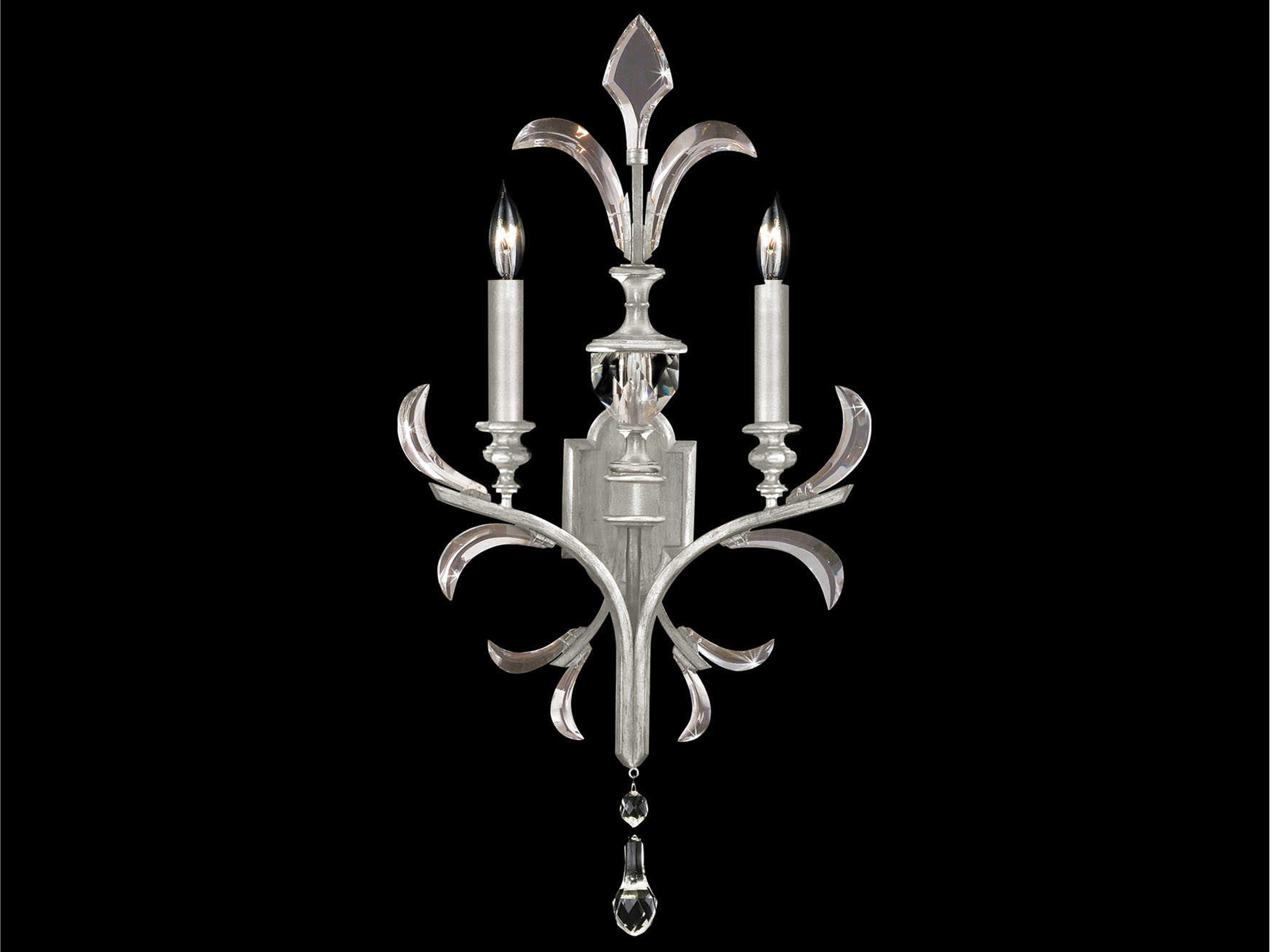 Beveled Arcs 2-Light Silver Leaf Crystal Wall Sconce