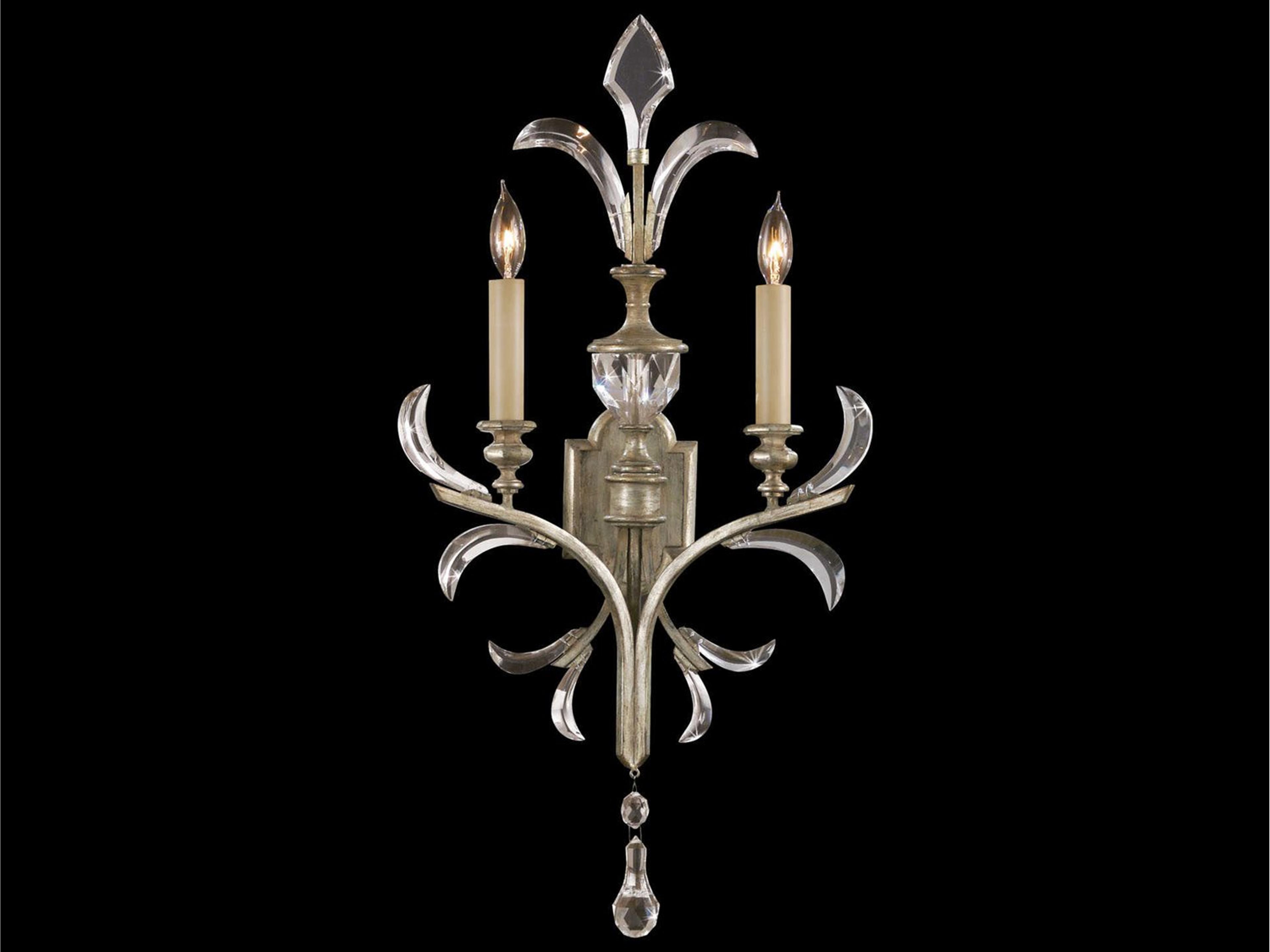 Beveled Arcs Silver Crystal Wall Sconce