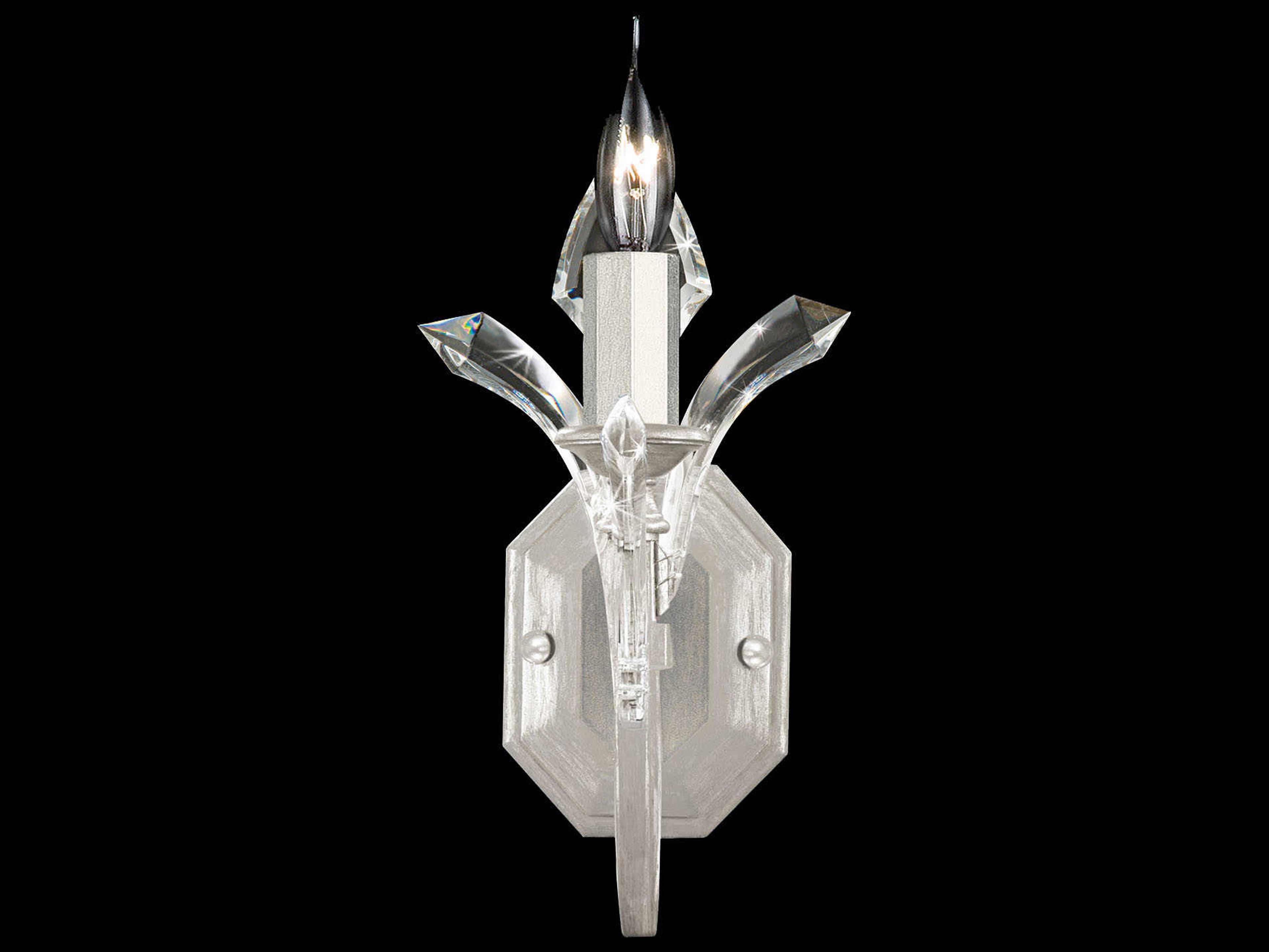 Beveled Arcs 1-Light Silver Leaf Crystal Wall Sconce