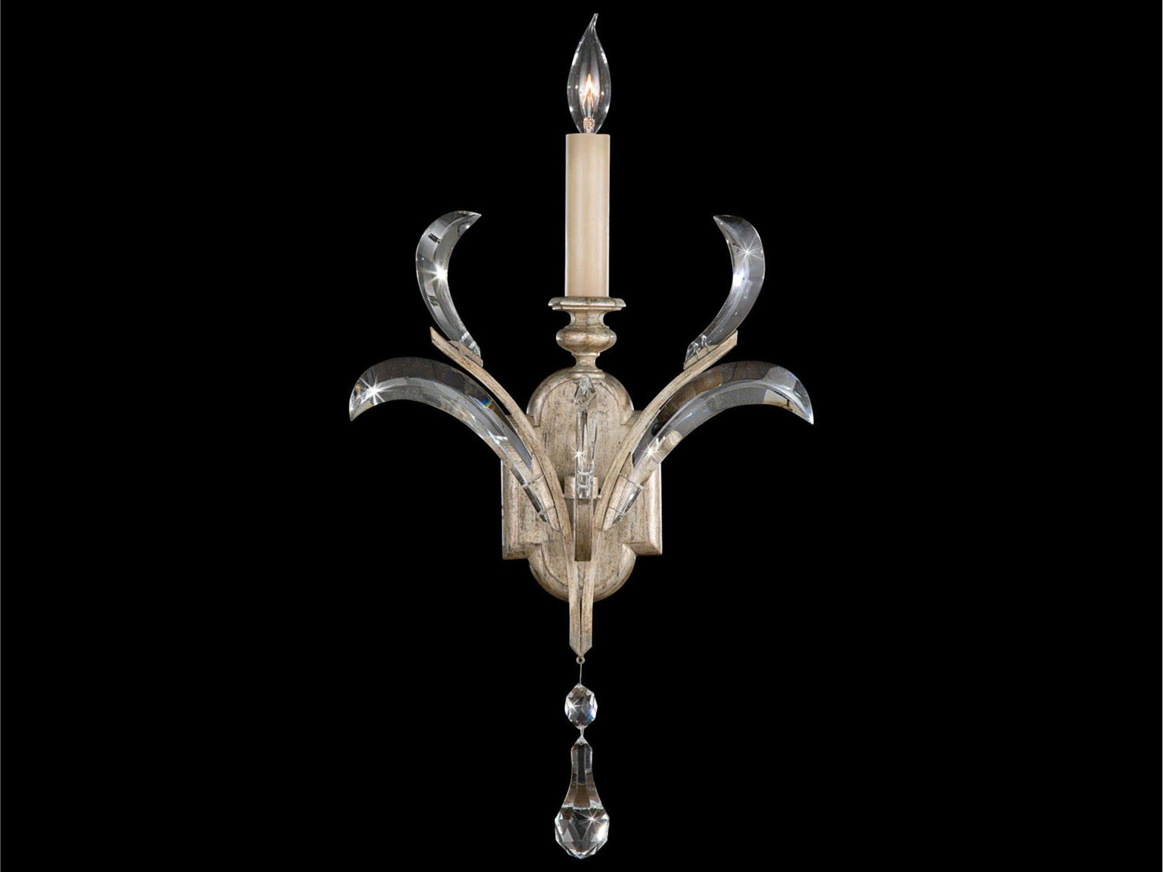 Beveled Arcs Silver Crystal Wall Sconce