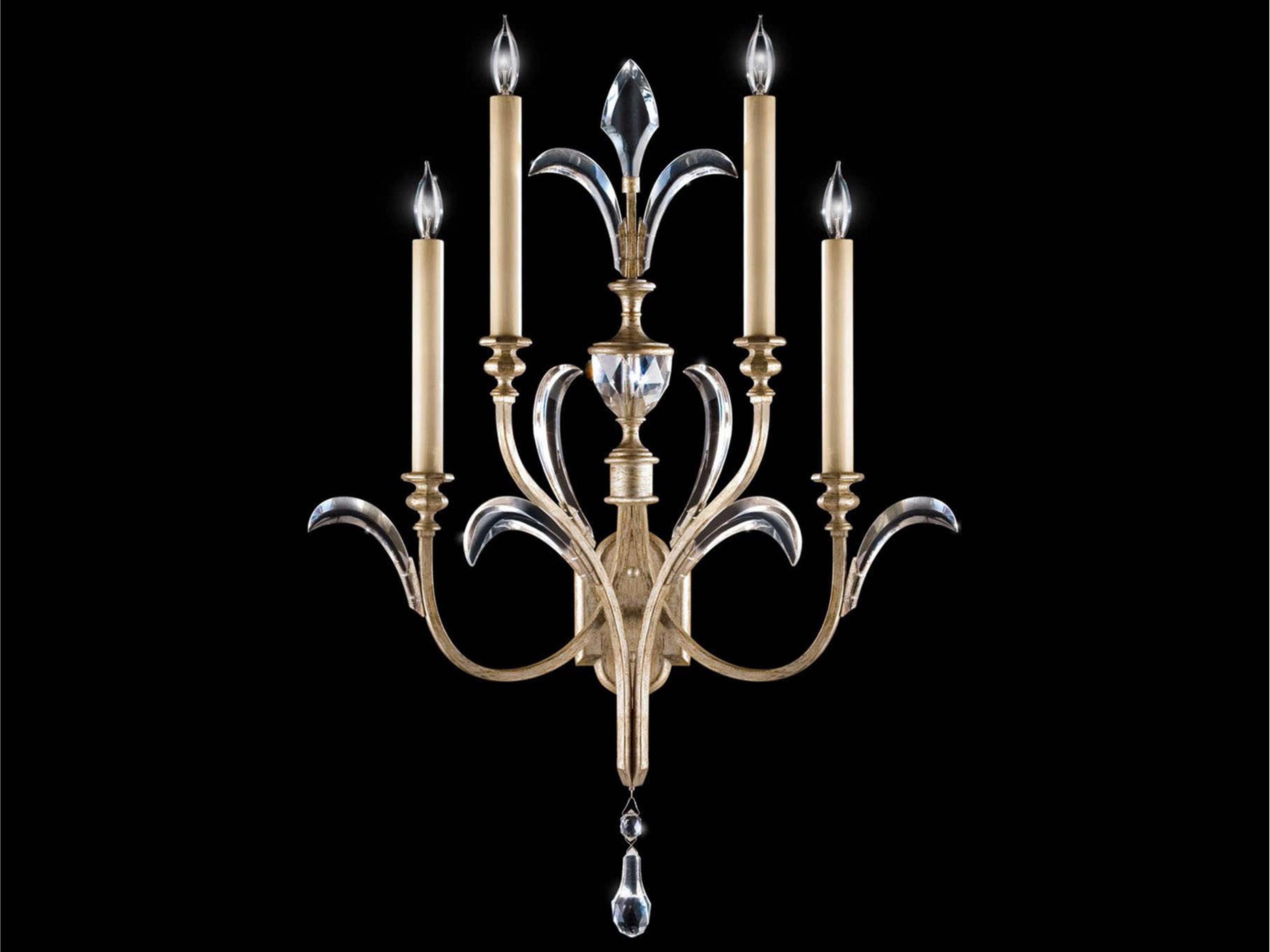 Beveled Arcs Silver Crystal Wall Sconce
