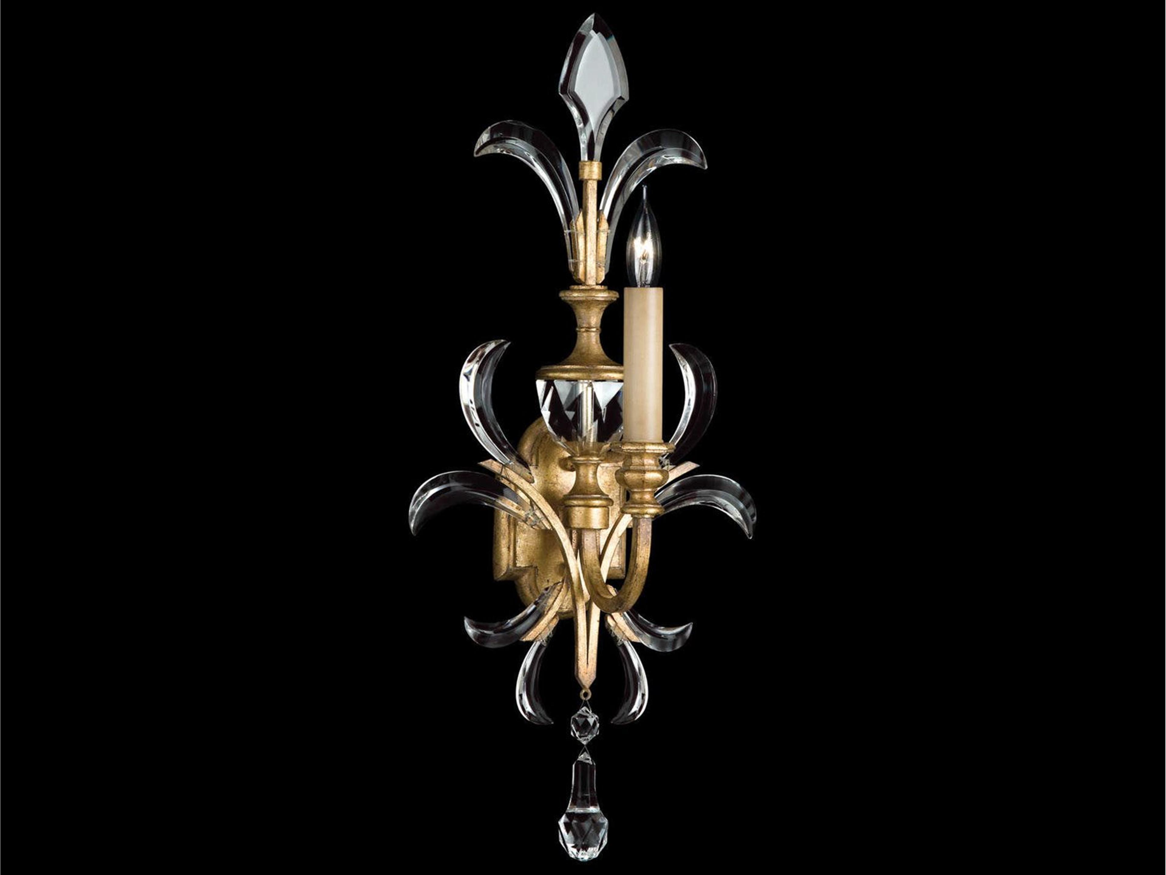 Beveled Arcs Gold Crystal Wall Sconce