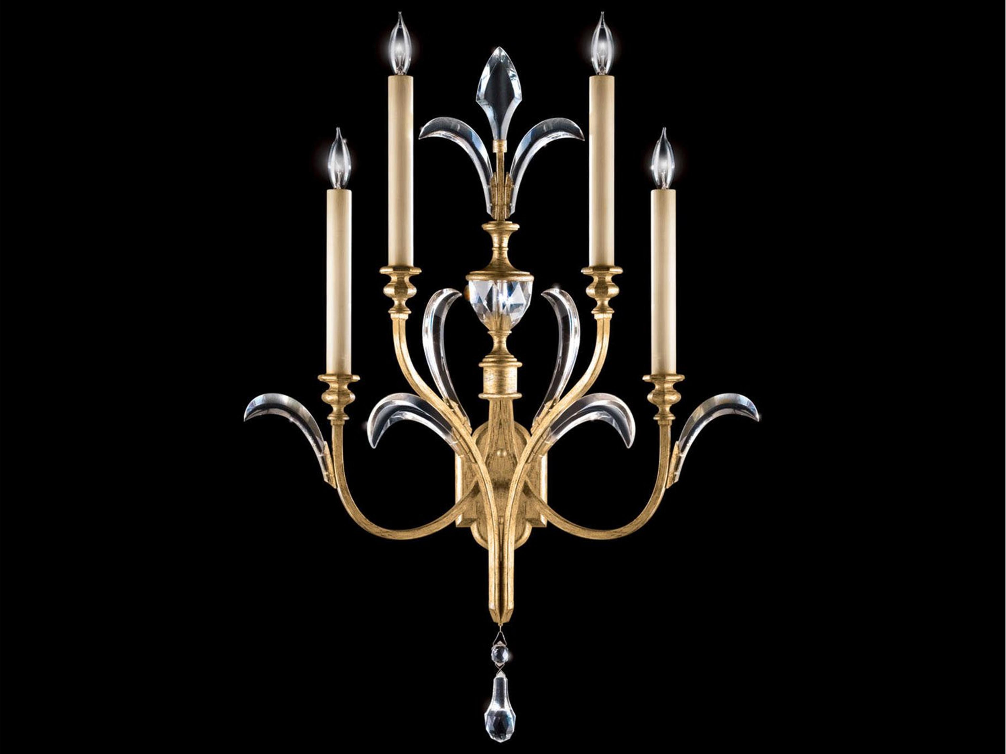 Beveled Arcs Gold Crystal Wall Sconce