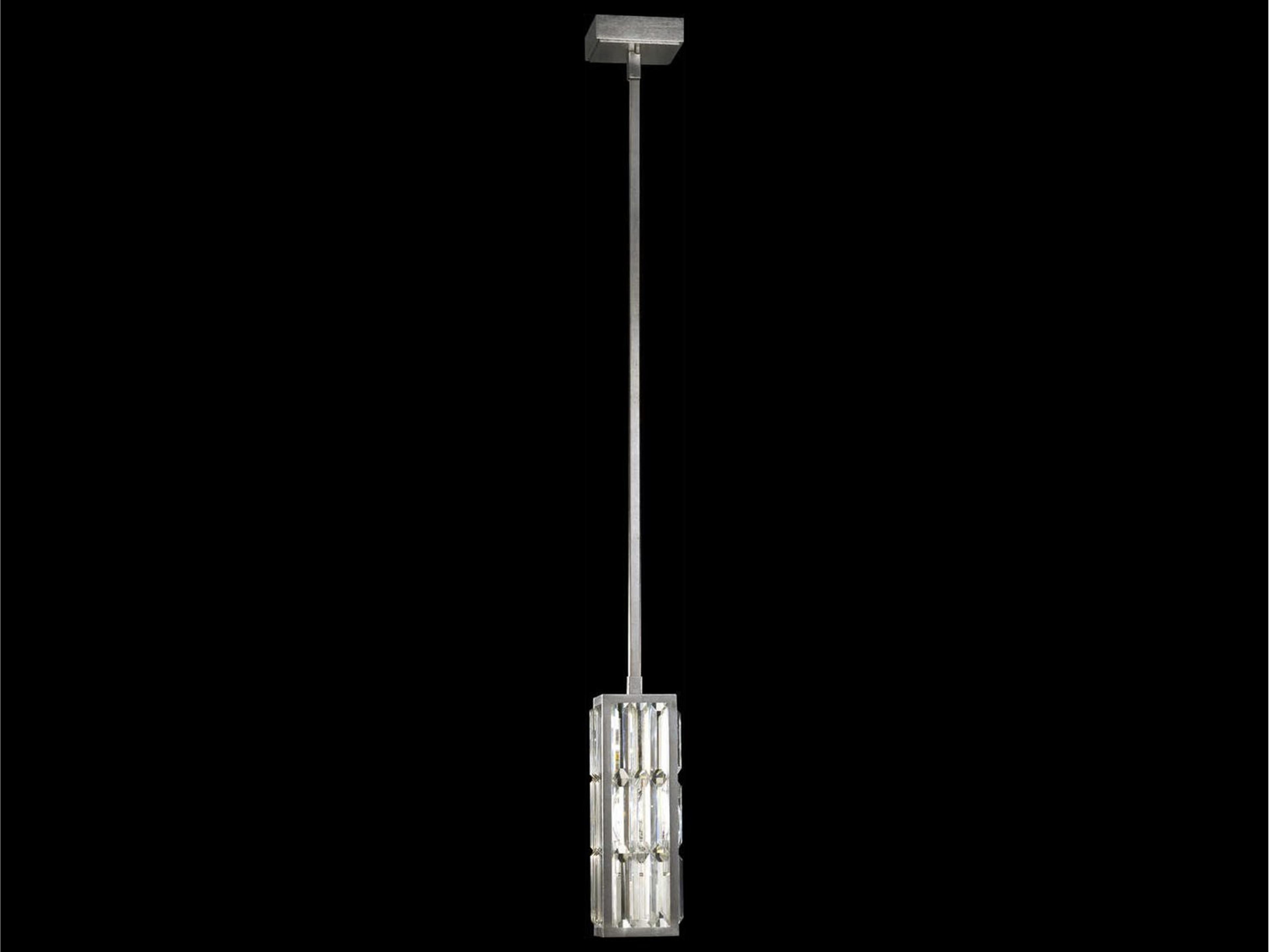 Crystal Enchantment 1-Light Silver Cylinder Mini Pendant