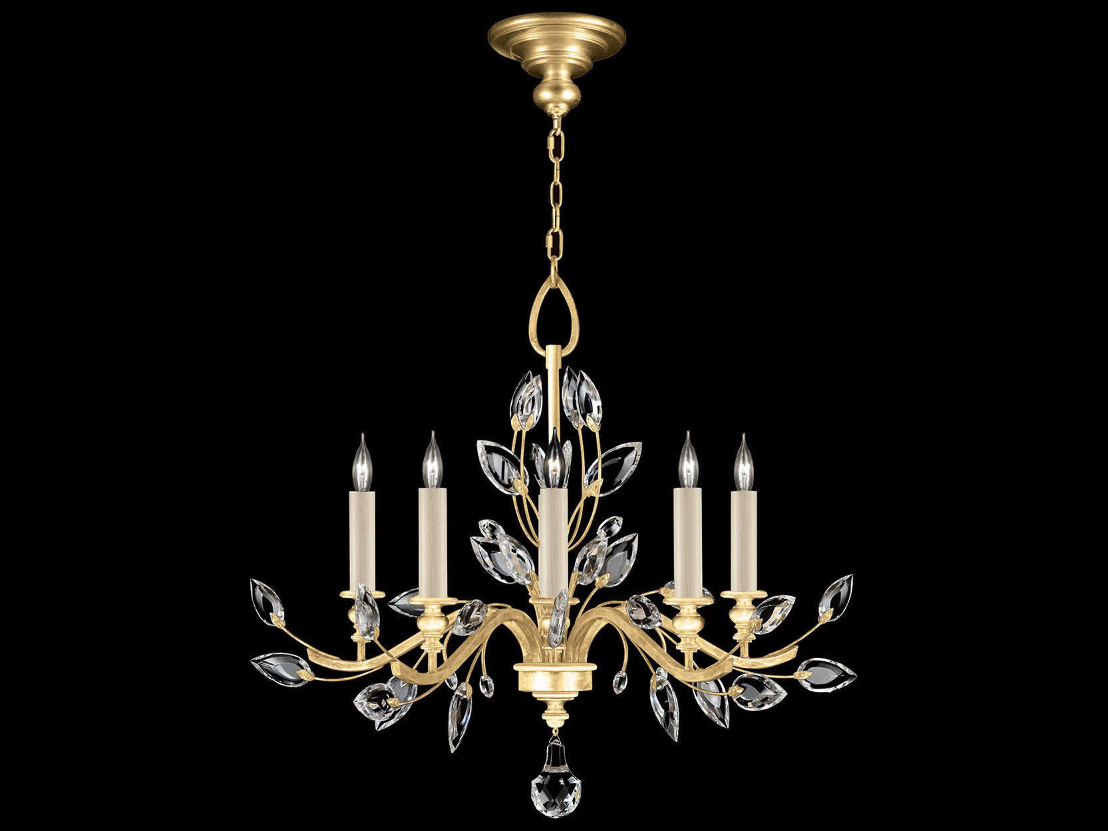 Crystal Laurel 5-Light Gold Leaf Candelabra Chandelier