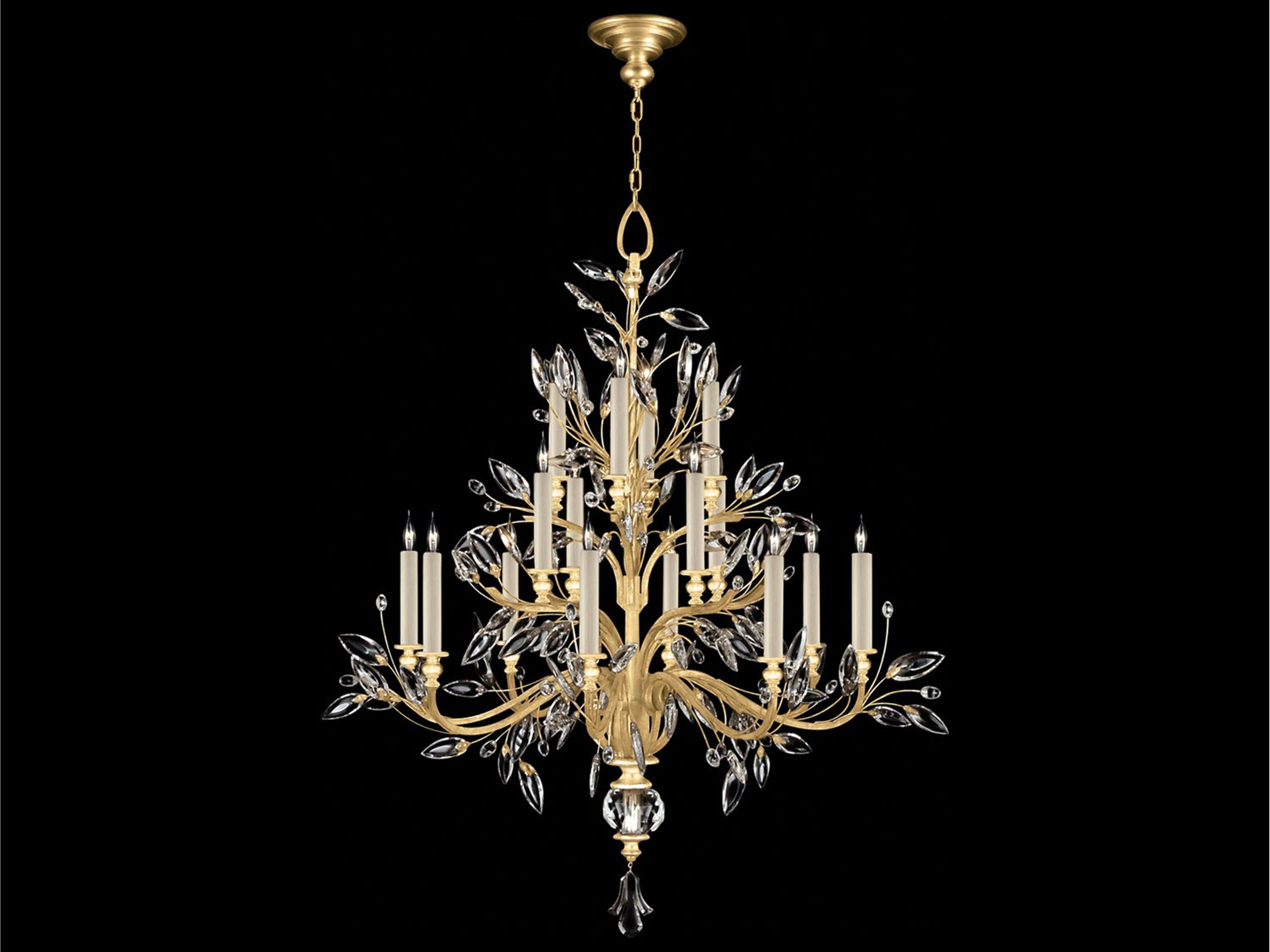 Crystal Laurel 16-Light6-Light Gold Leaf Candelabra Chandelier