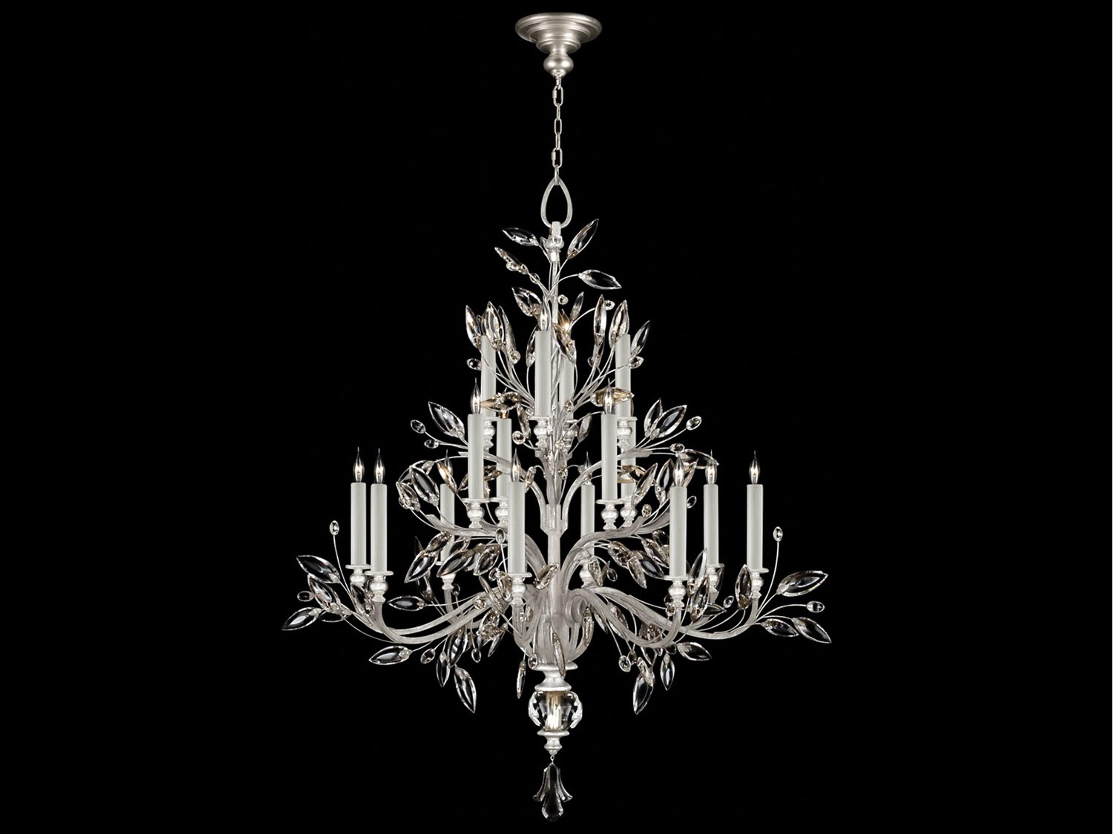 Crystal Laurel 16-Light6-Light Silver Leaf Candelabra Chandelier