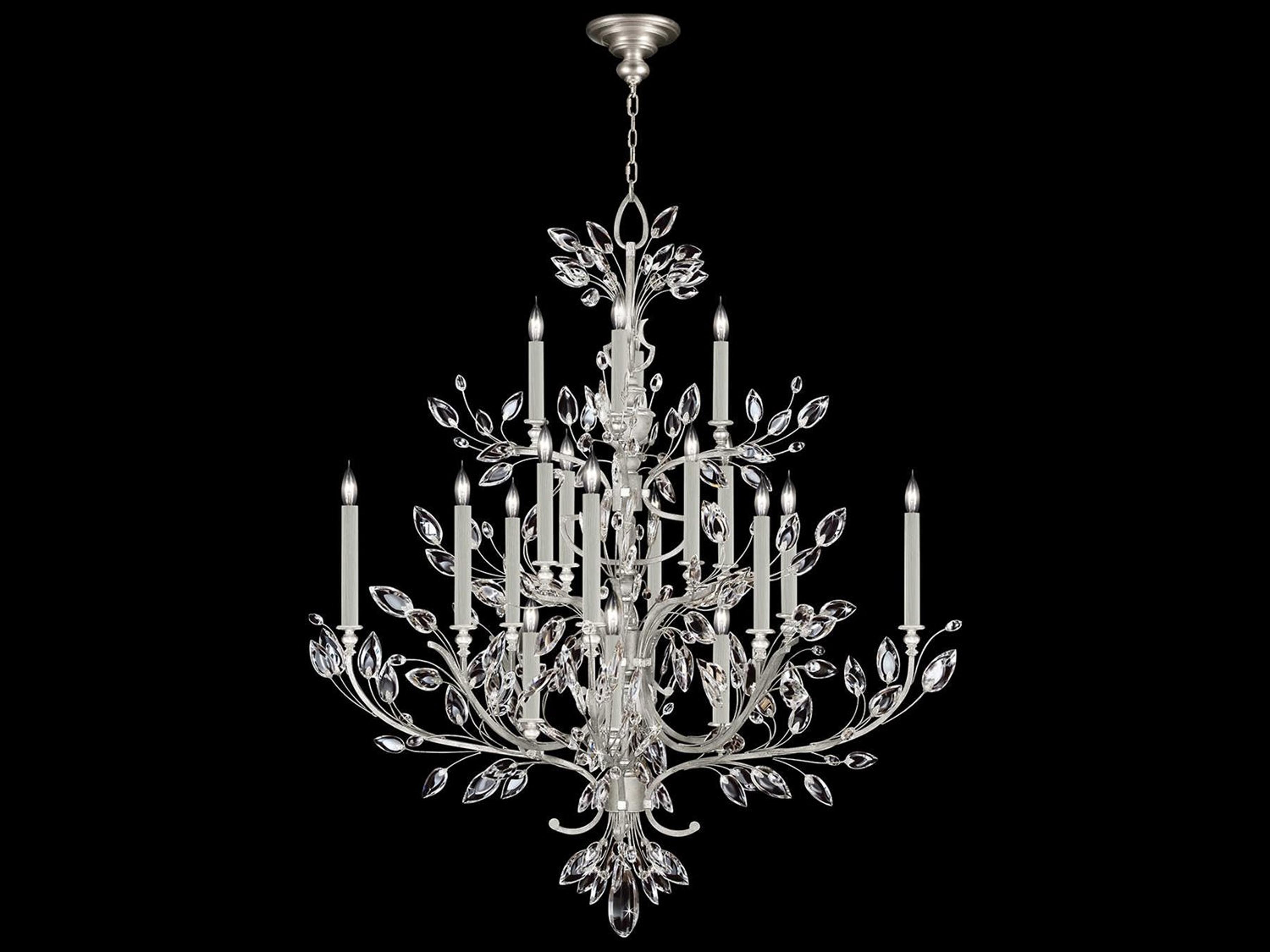 Crystal Laurel 20-Light Silver Leaf Candelabra Chandelier
