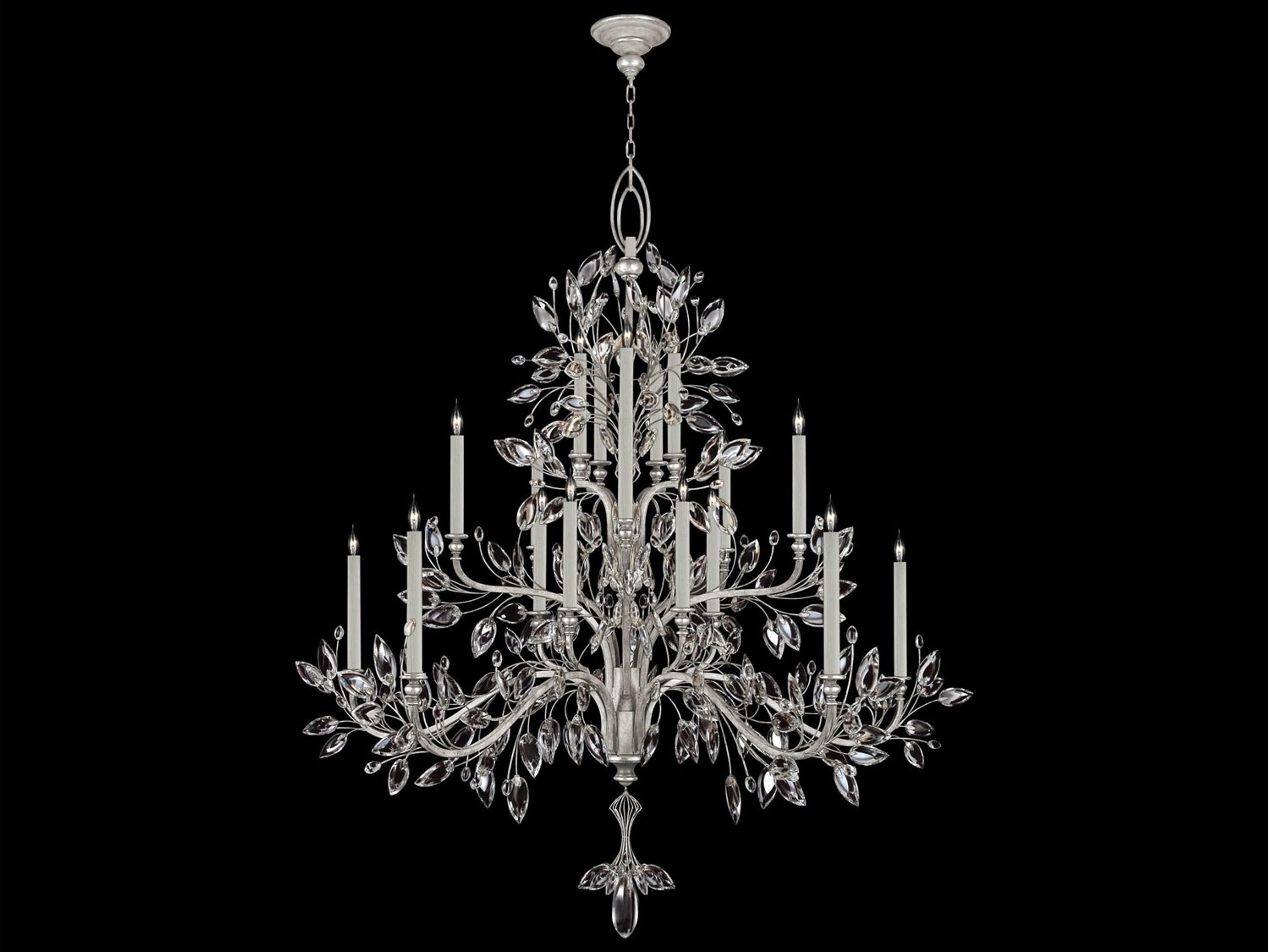 Crystal Laurel 20-Light Silver Leaf Candelabra Chandelier