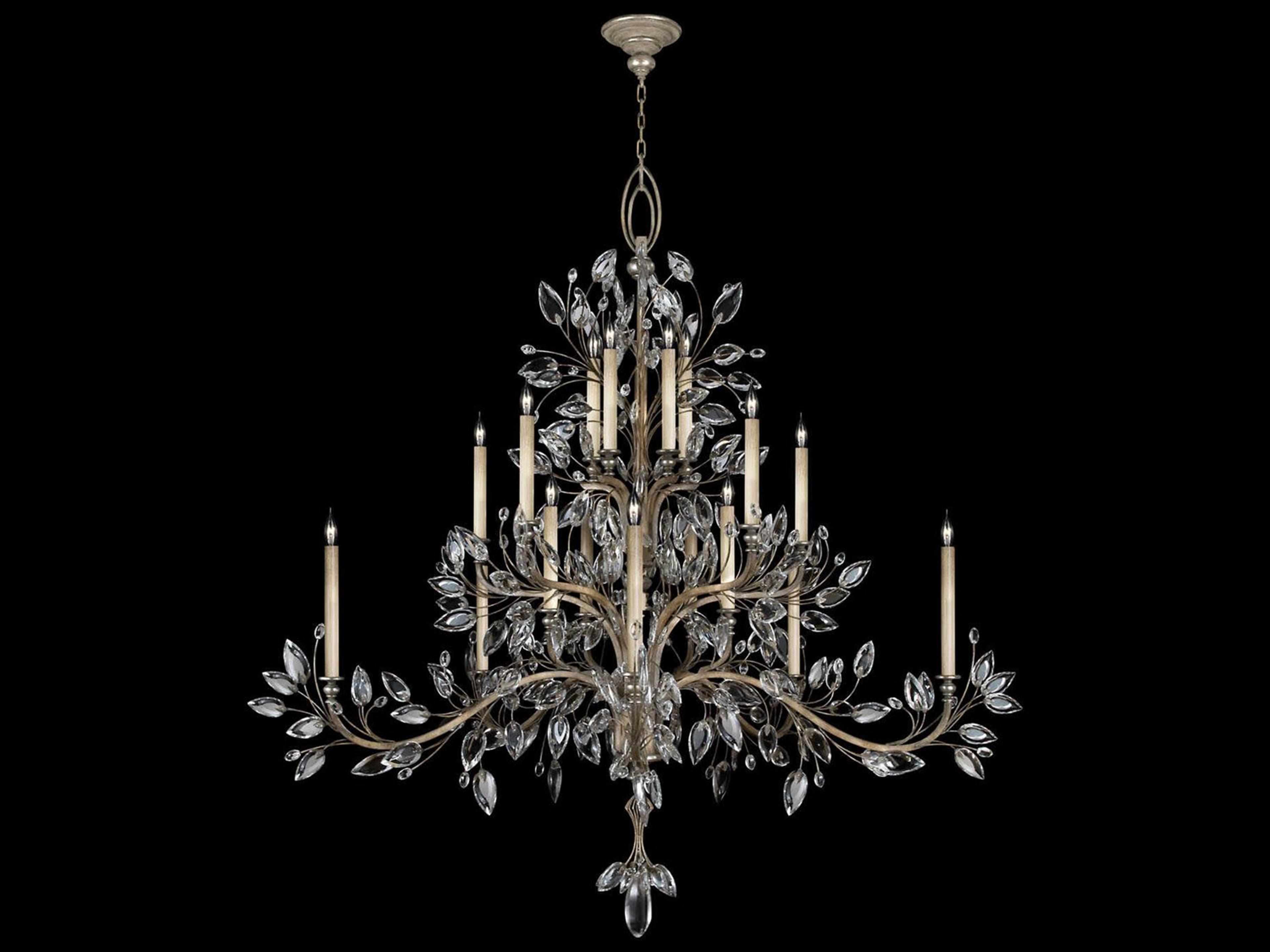 Crystal Laurel 20-Light Silver Candelabra Chandelier