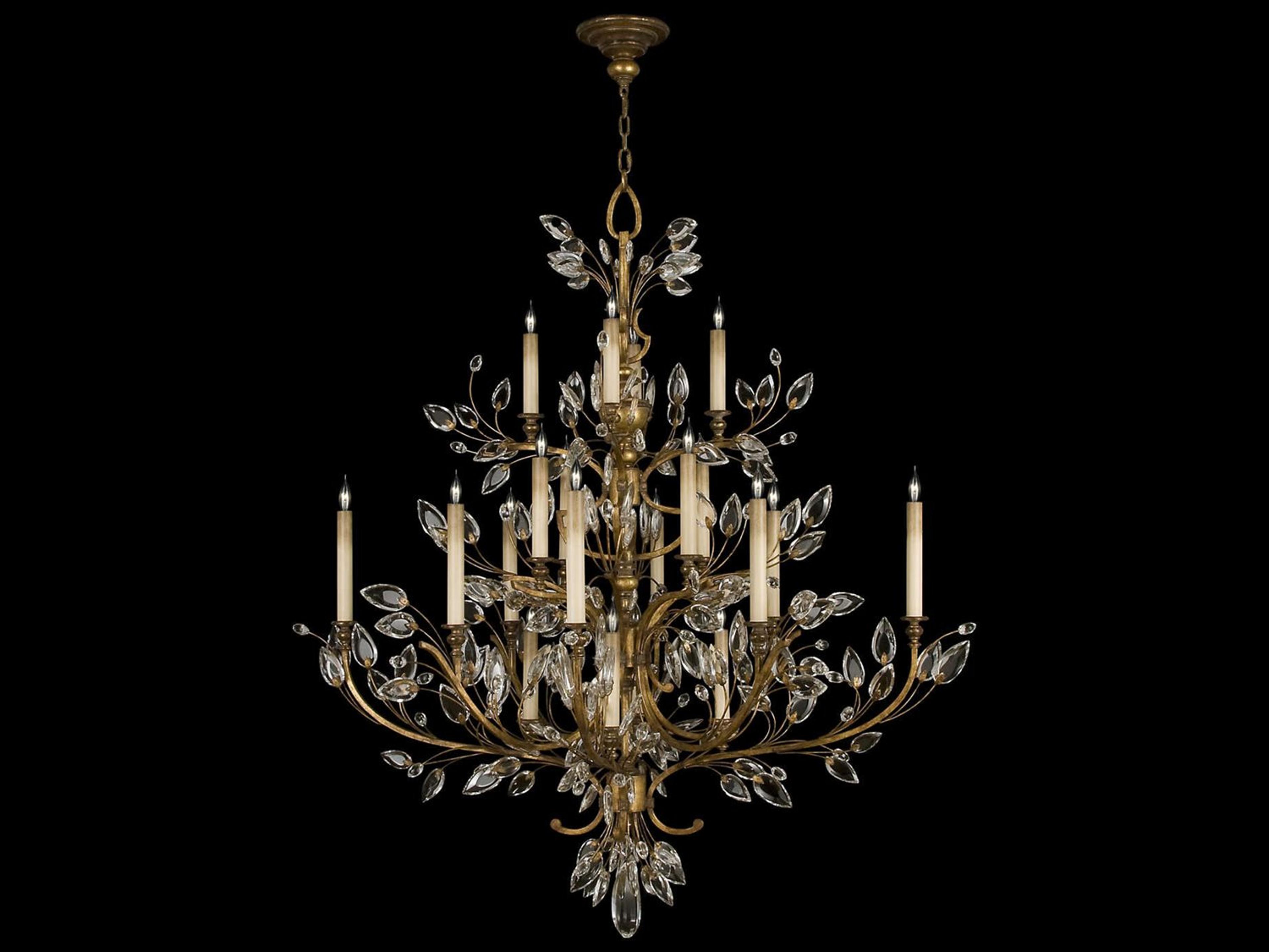 Crystal Laurel 20-Light Gold Candelabra Chandelier