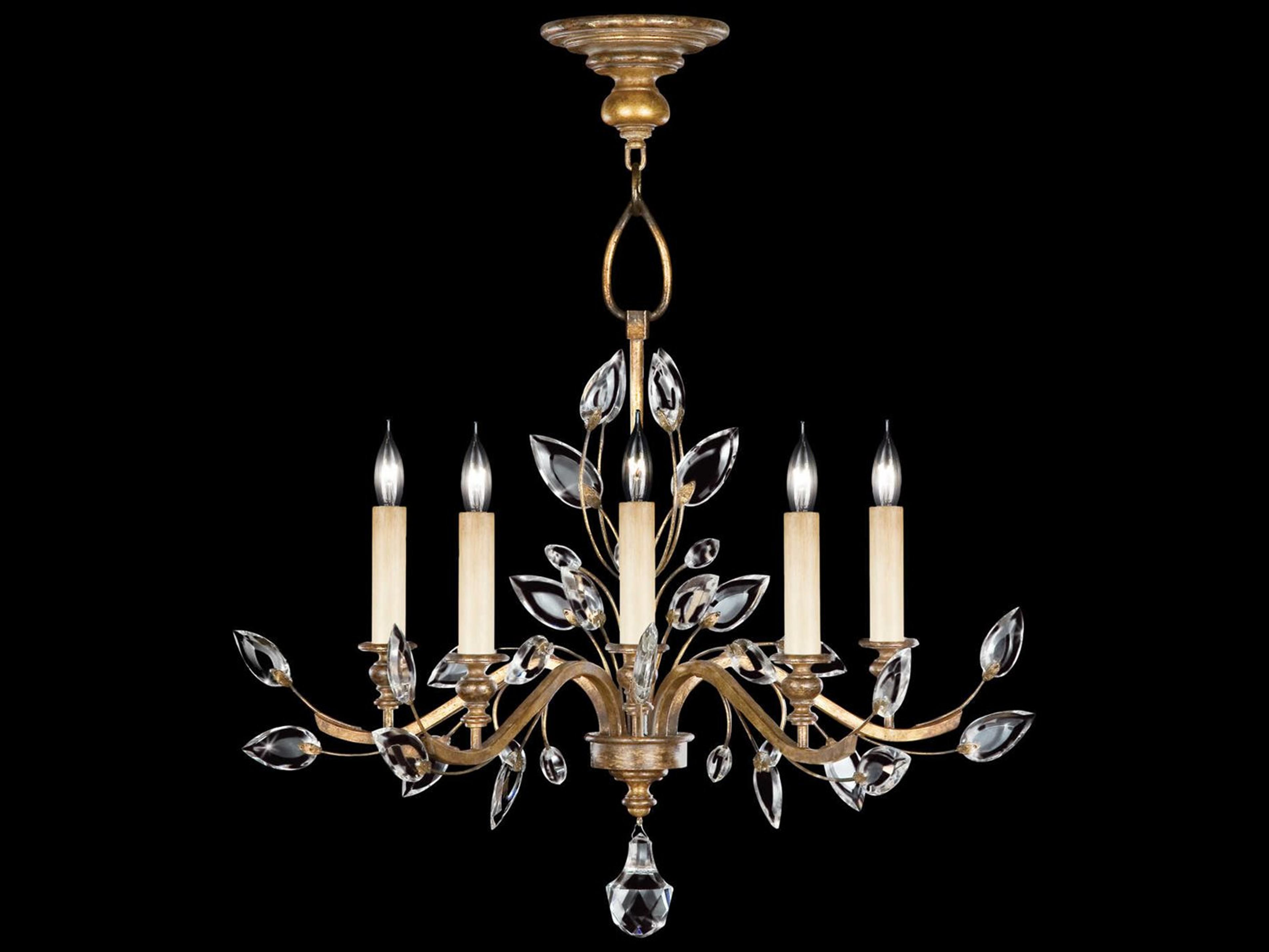 Crystal Laurel 5-Light Gold Candelabra Chandelier