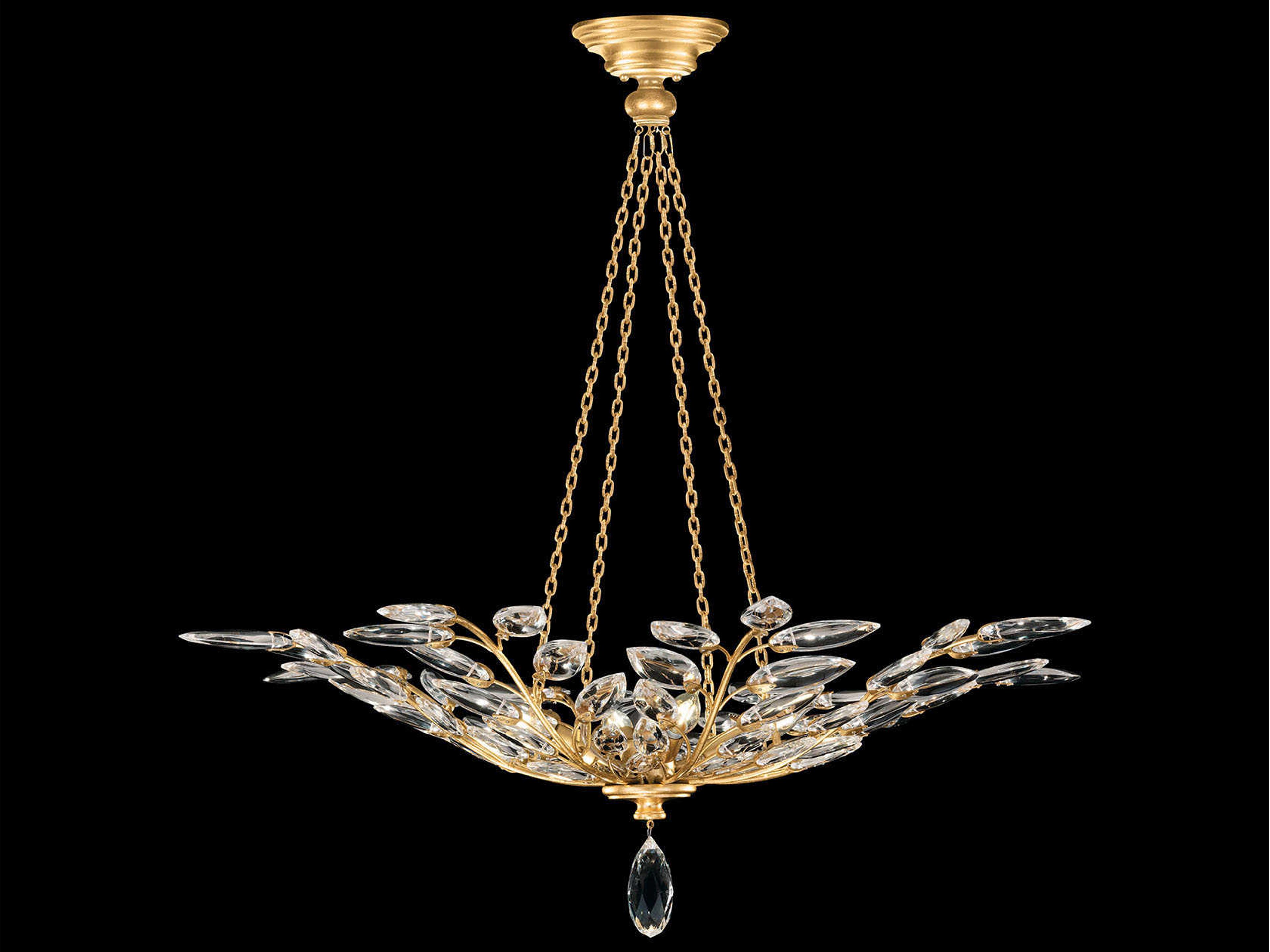 Crystal Laurel 4-Light Round Pendant in Gold Leaf