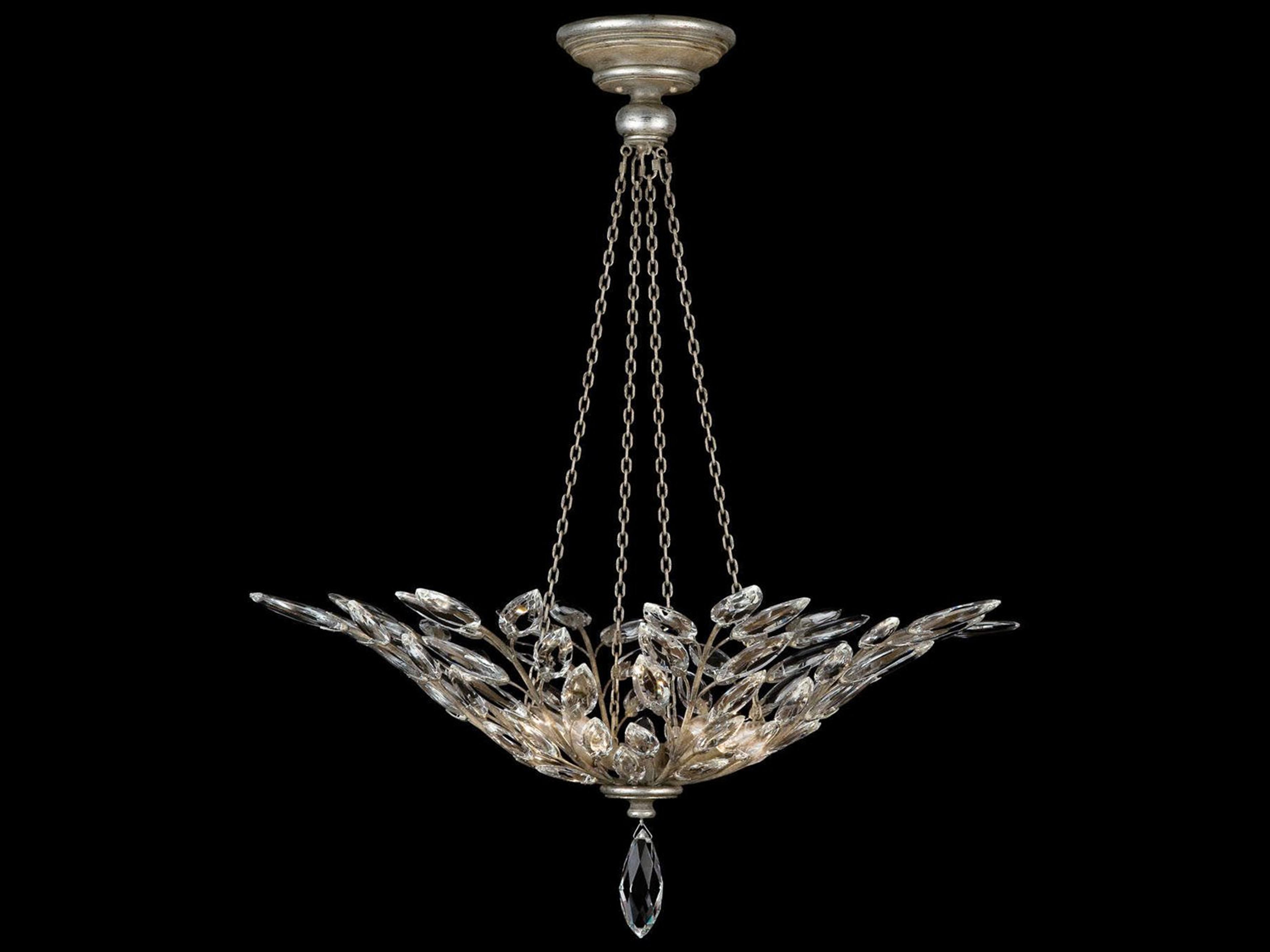Crystal Laurel 4-Light Silver Bowl Pendant