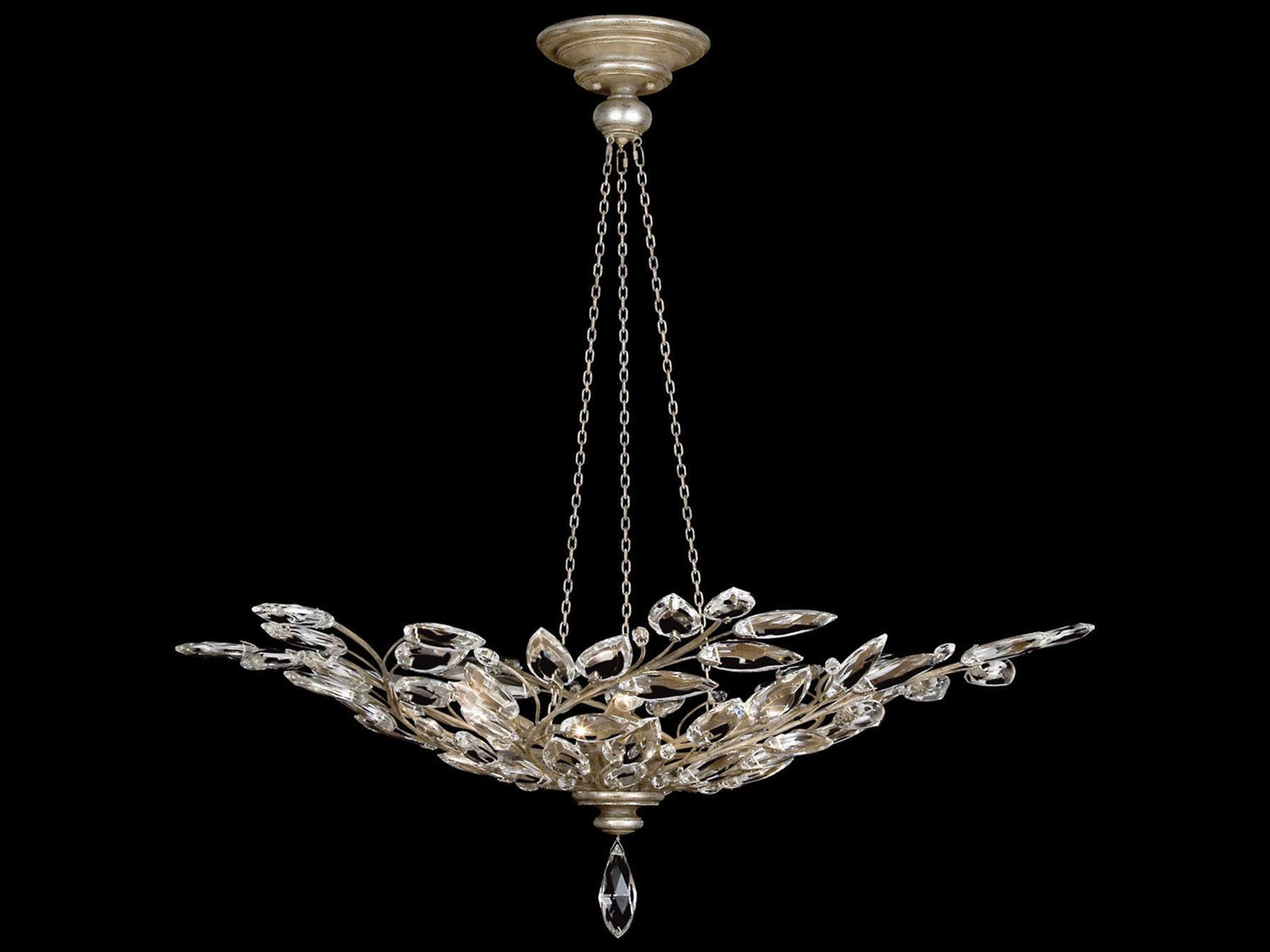 Crystal Laurel 6-Light Silver Bowl Pendant