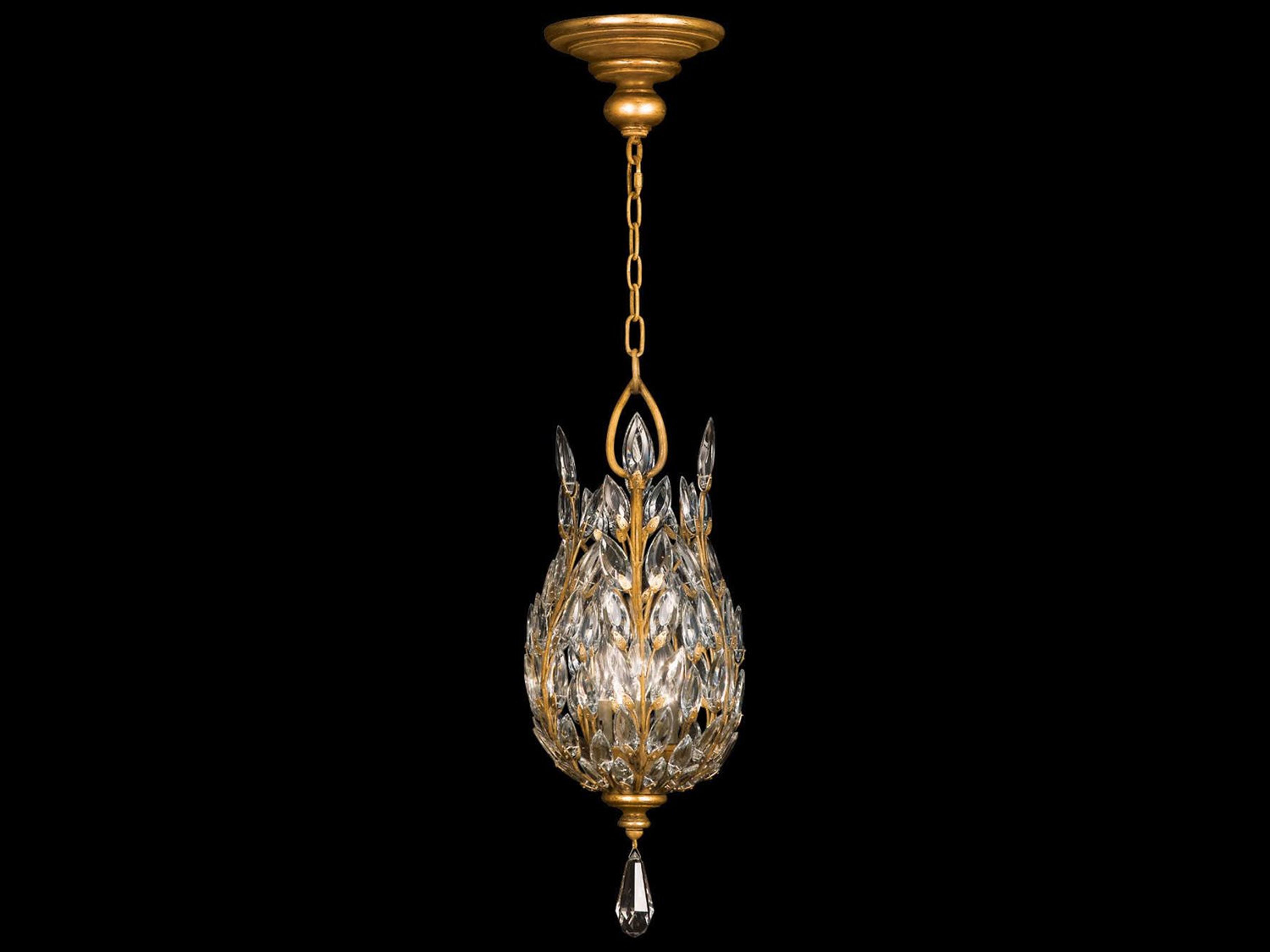 Crystal Laurel 3-Light Gold Bowl Pendant
