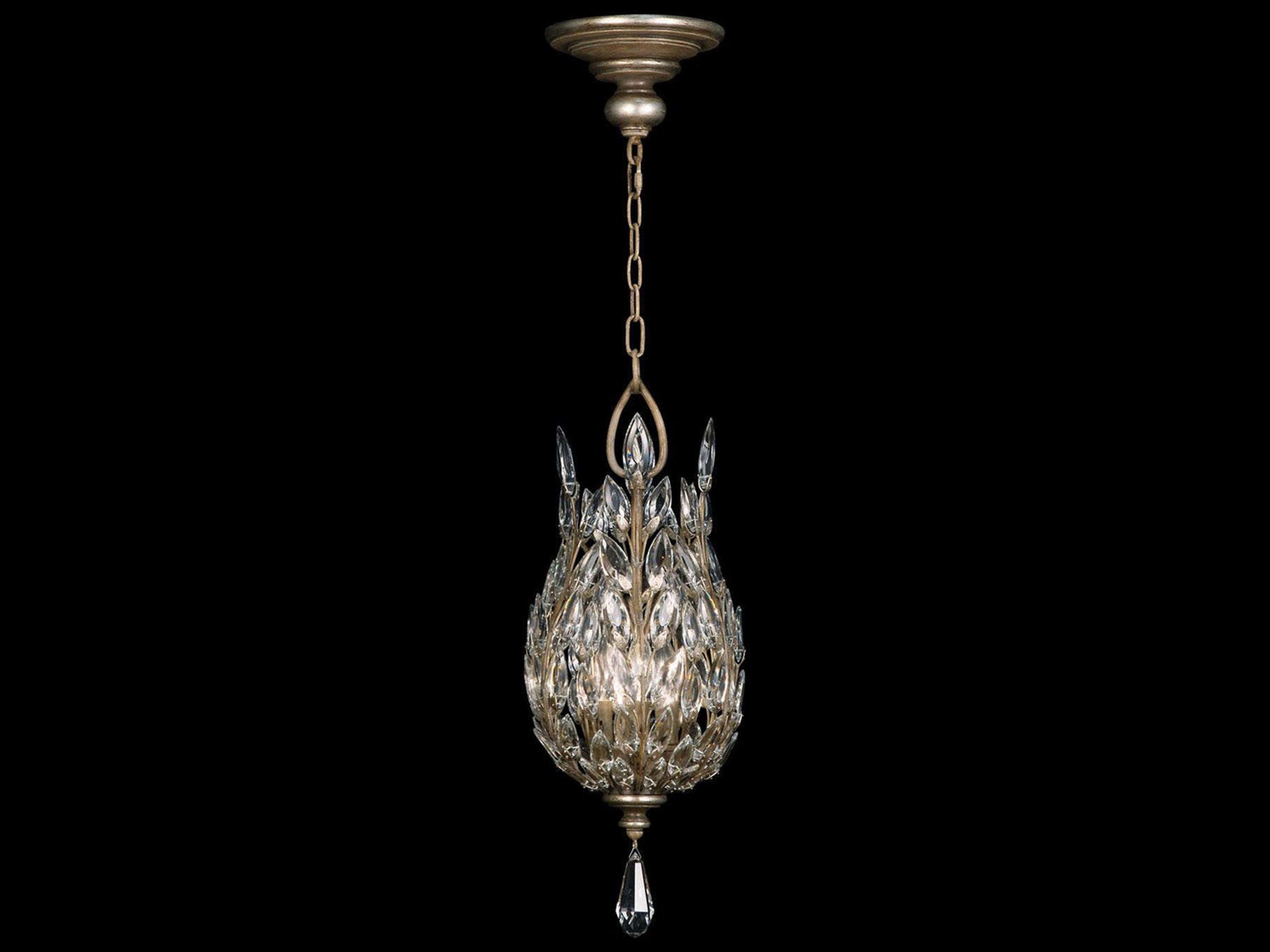 Crystal Laurel 3-Light Silver Bowl Pendant