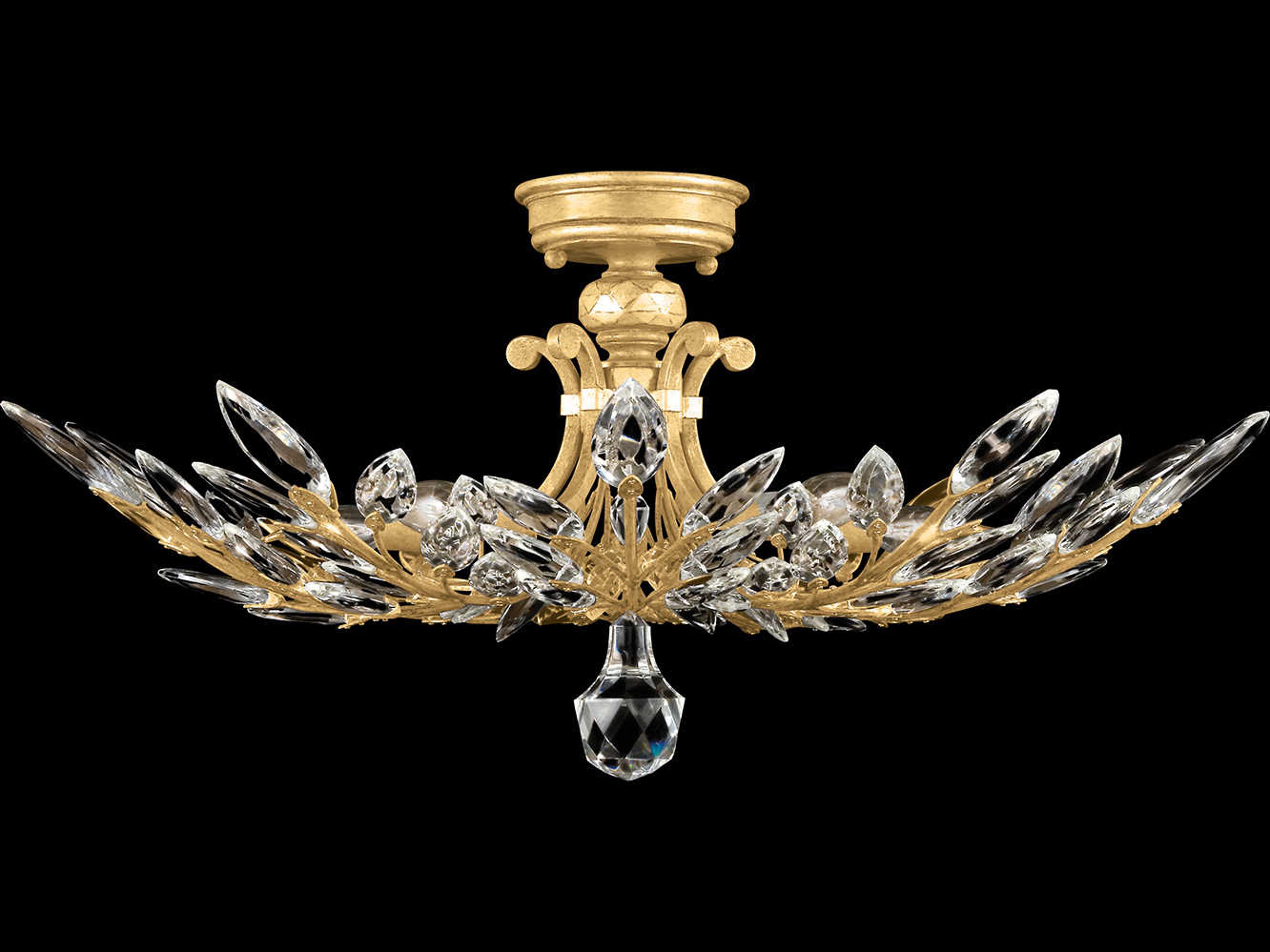 Crystal Laurel 5-Light Gold Leaf Bowl Semi Flush Mount