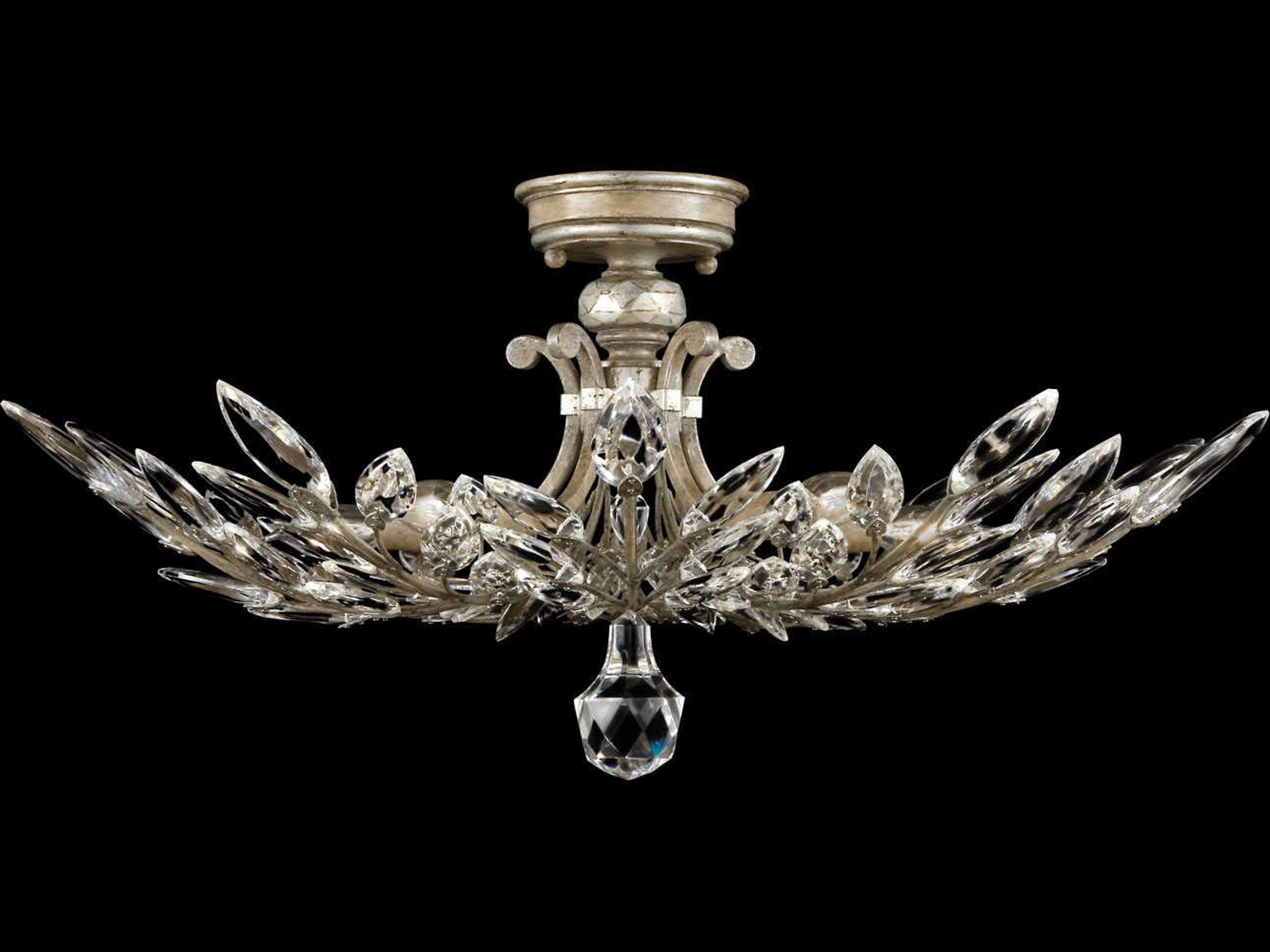 Crystal Laurel Silver Bowl Semi Flush Mount