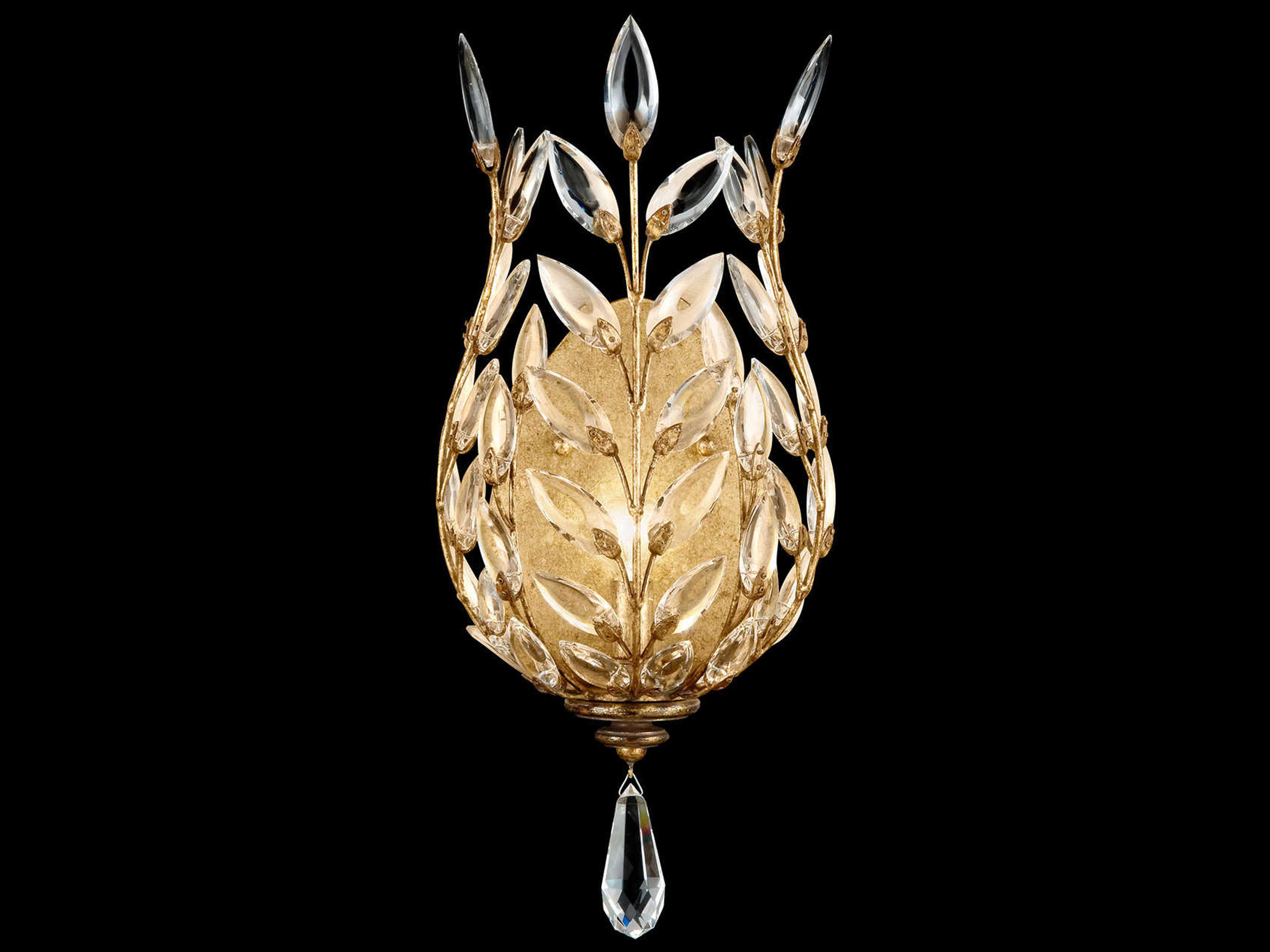 Crystal Laurel 1-Light Gold Leaf Wall Sconce