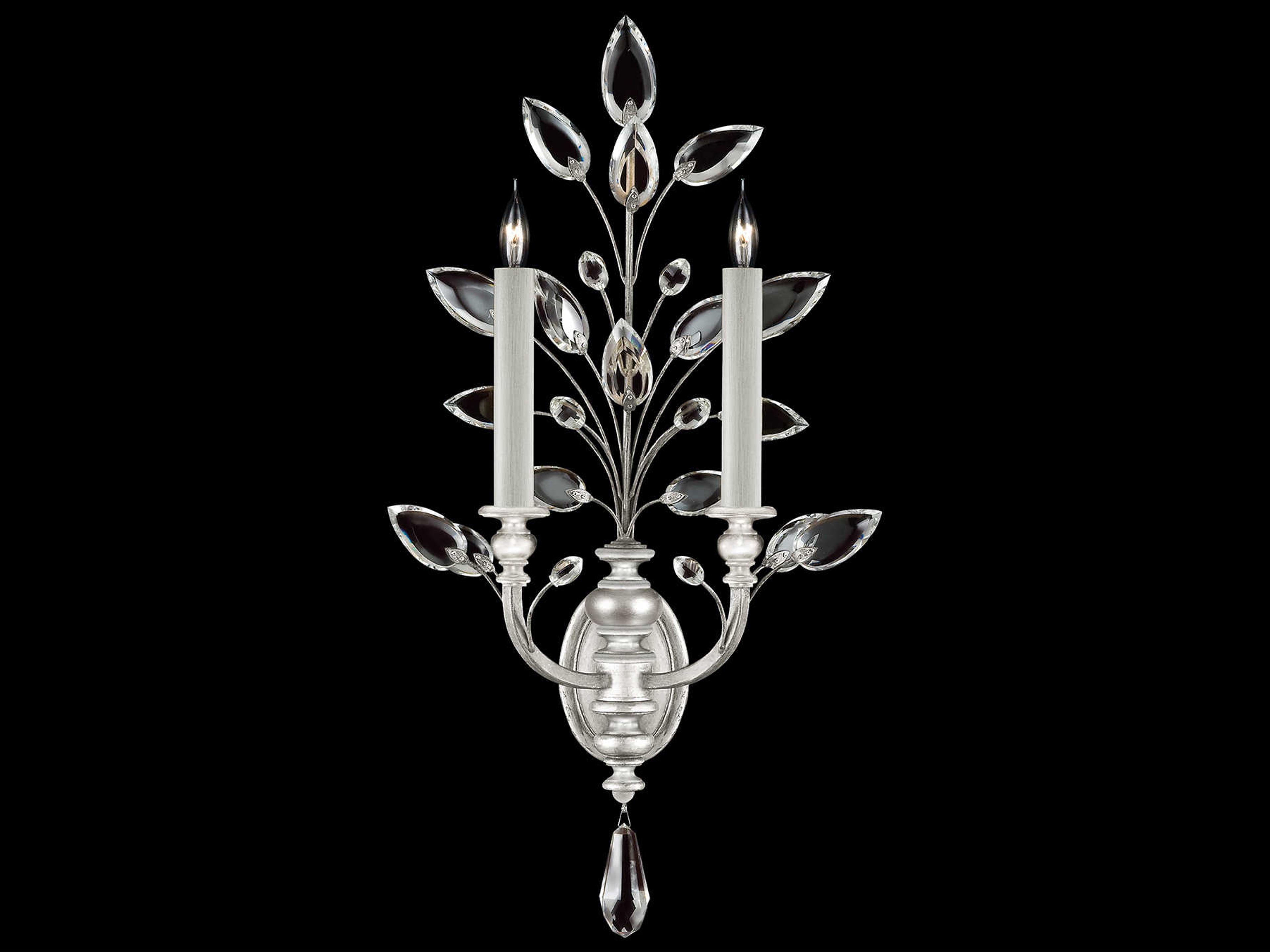 Crystal Laurel 2-Light Silver Leaf Wall Sconce