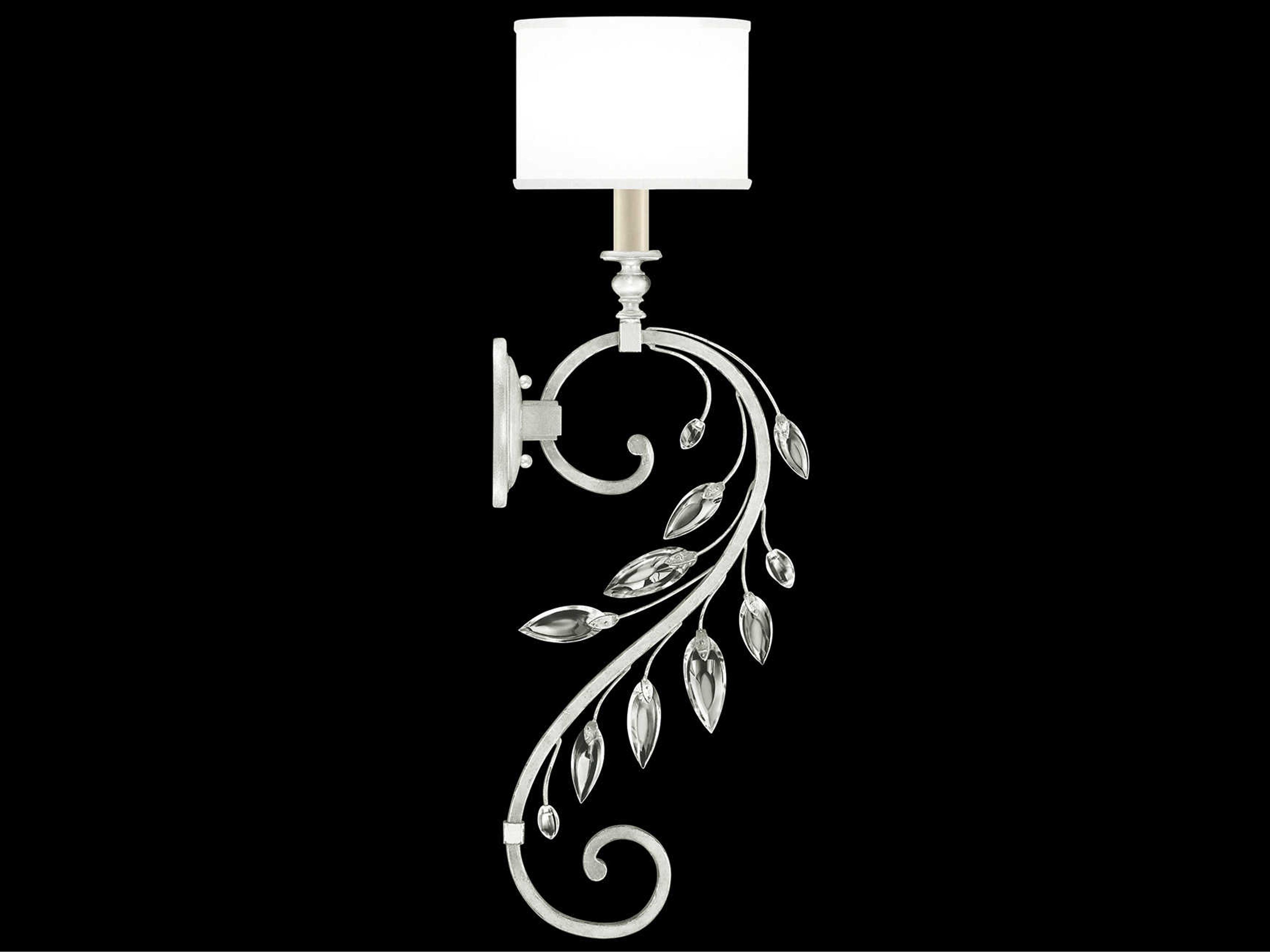 Crystal Laurel 1-Light Silver Leaf Wall Sconce