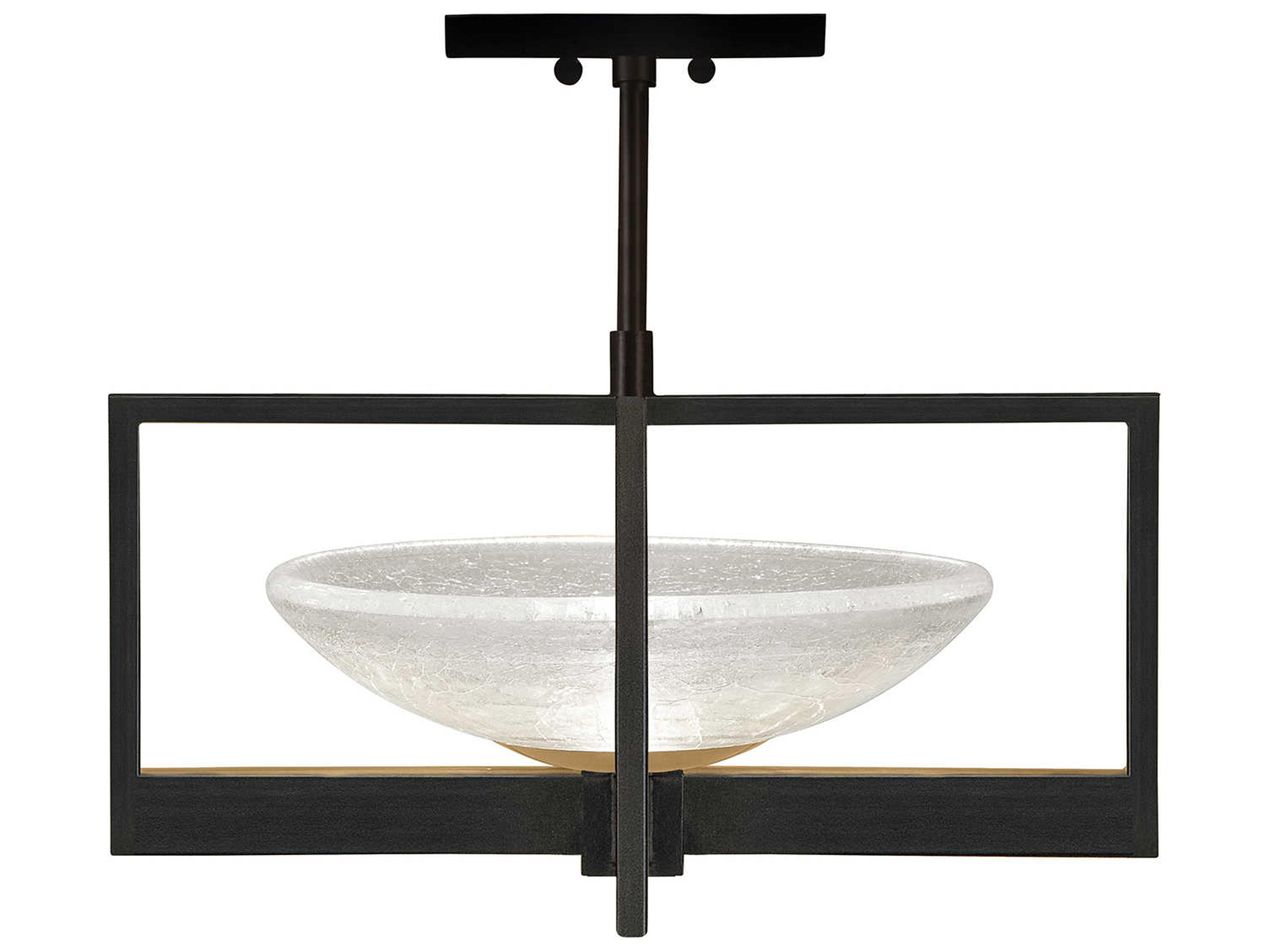 Fine Art Handcrafted Lighting Delphi 1-Light Black Glass LED Bowl Pendant