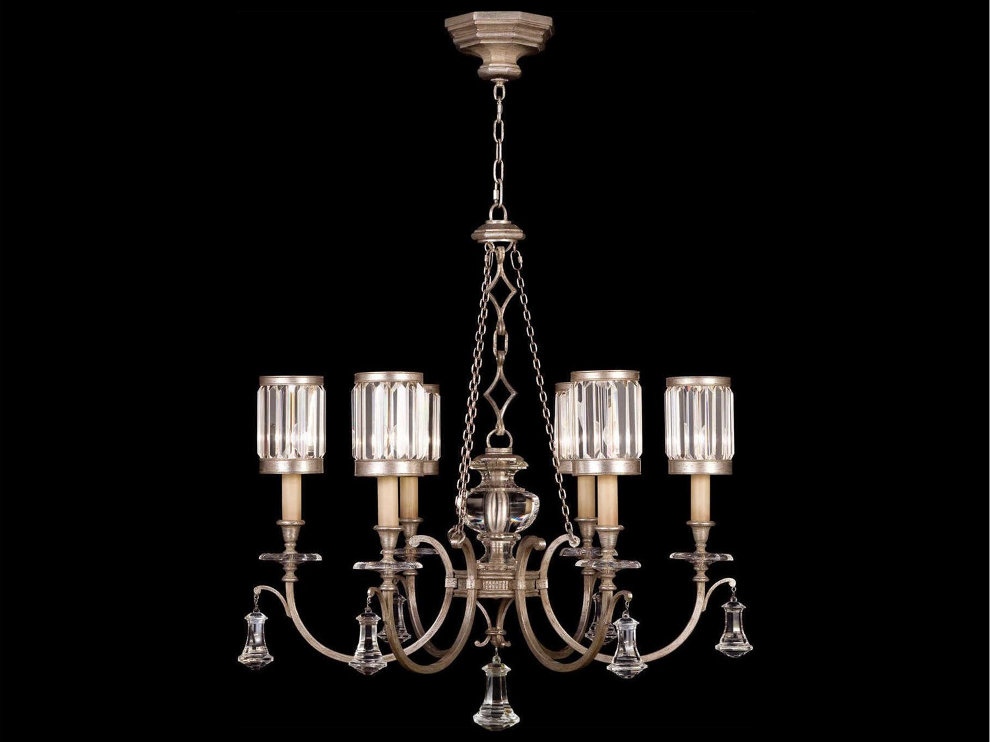 Eaton Place 6-Light Silver Crystal Candelabra Drum Tiered Chandelier