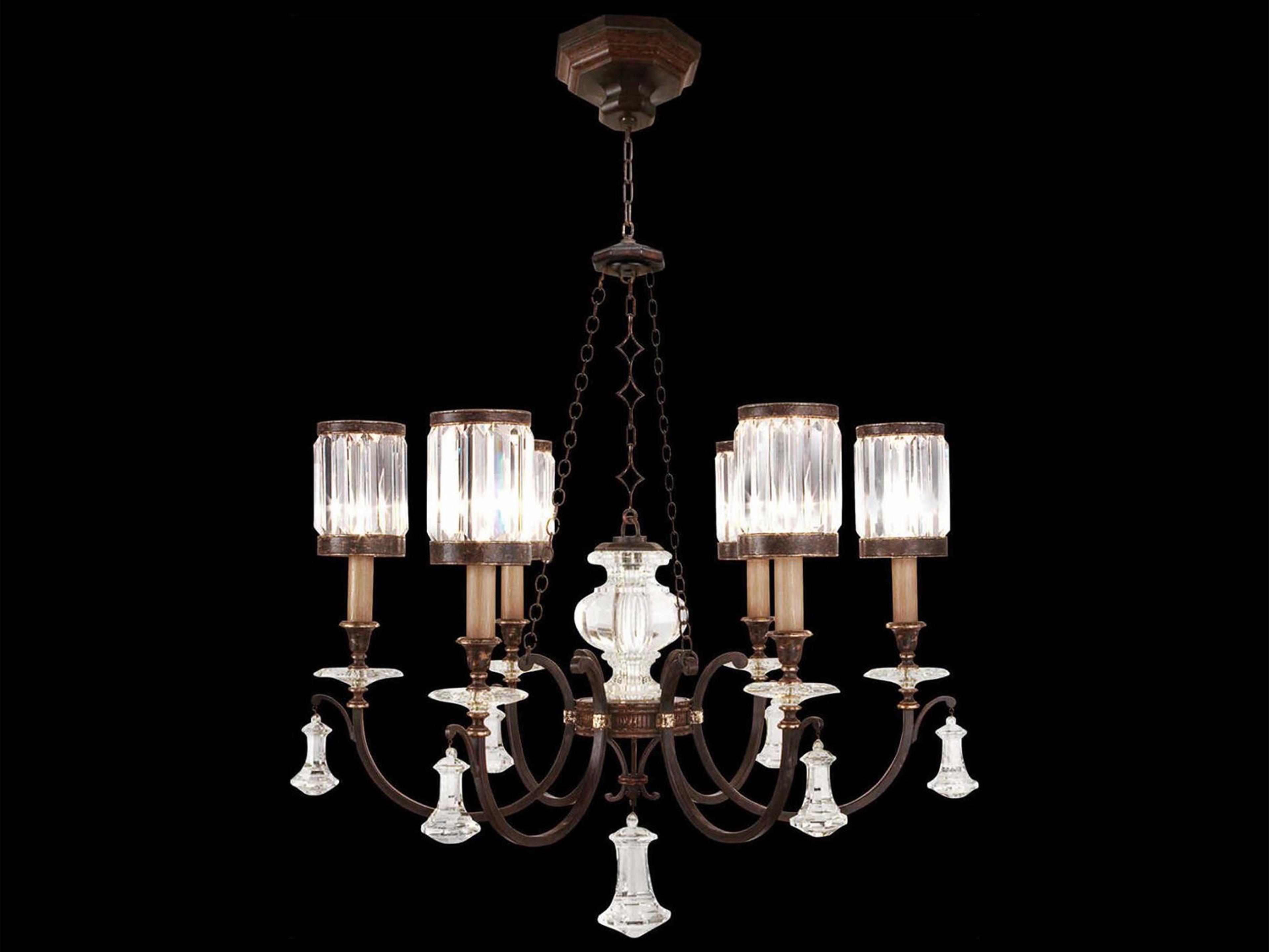 Eaton Place 6-Light Bronze Clear Crystal Candelabra Cylinder Chandelier