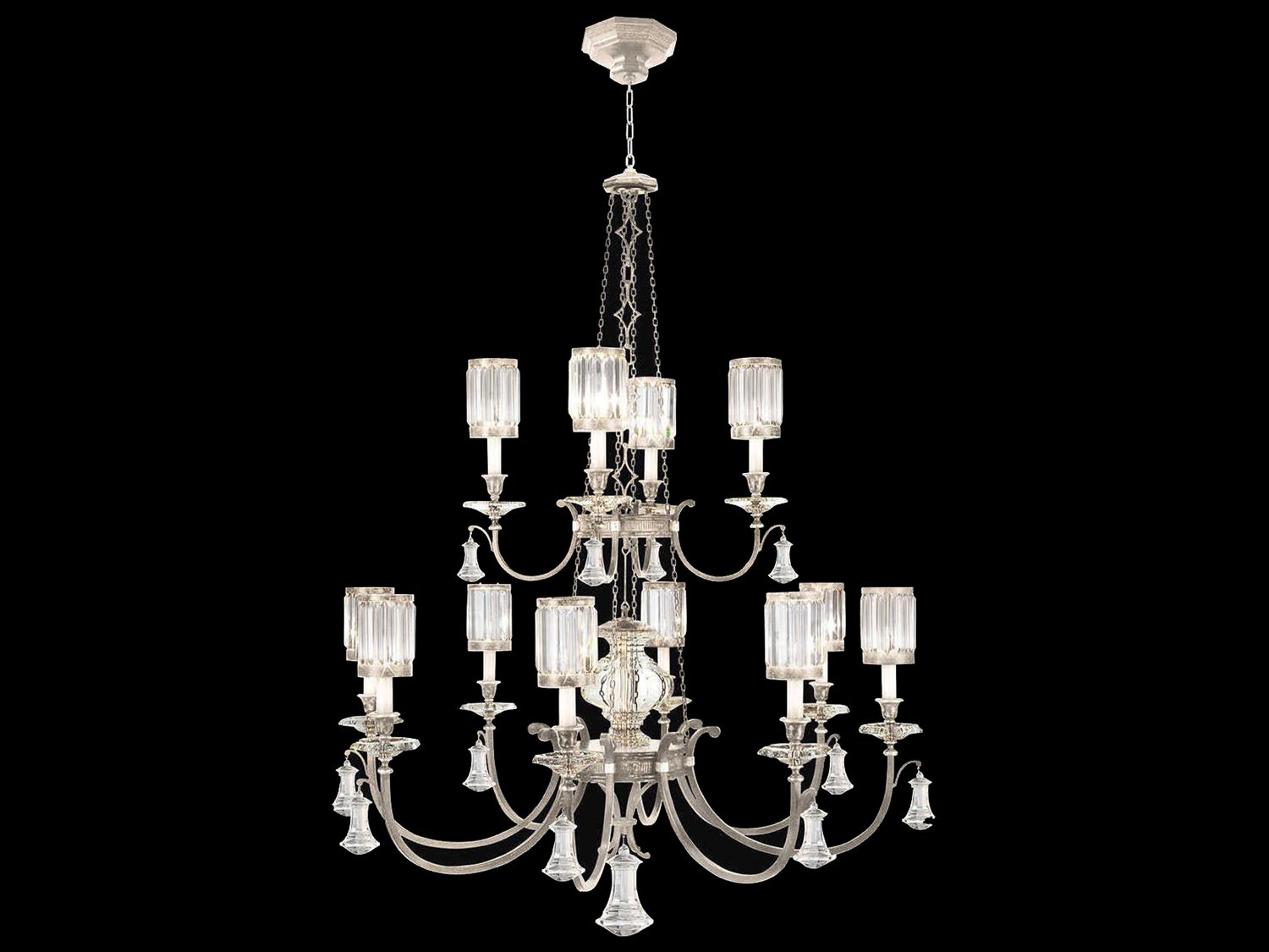 Eaton Place 12-Light Silver Crystal Candelabra Drum Chandelier