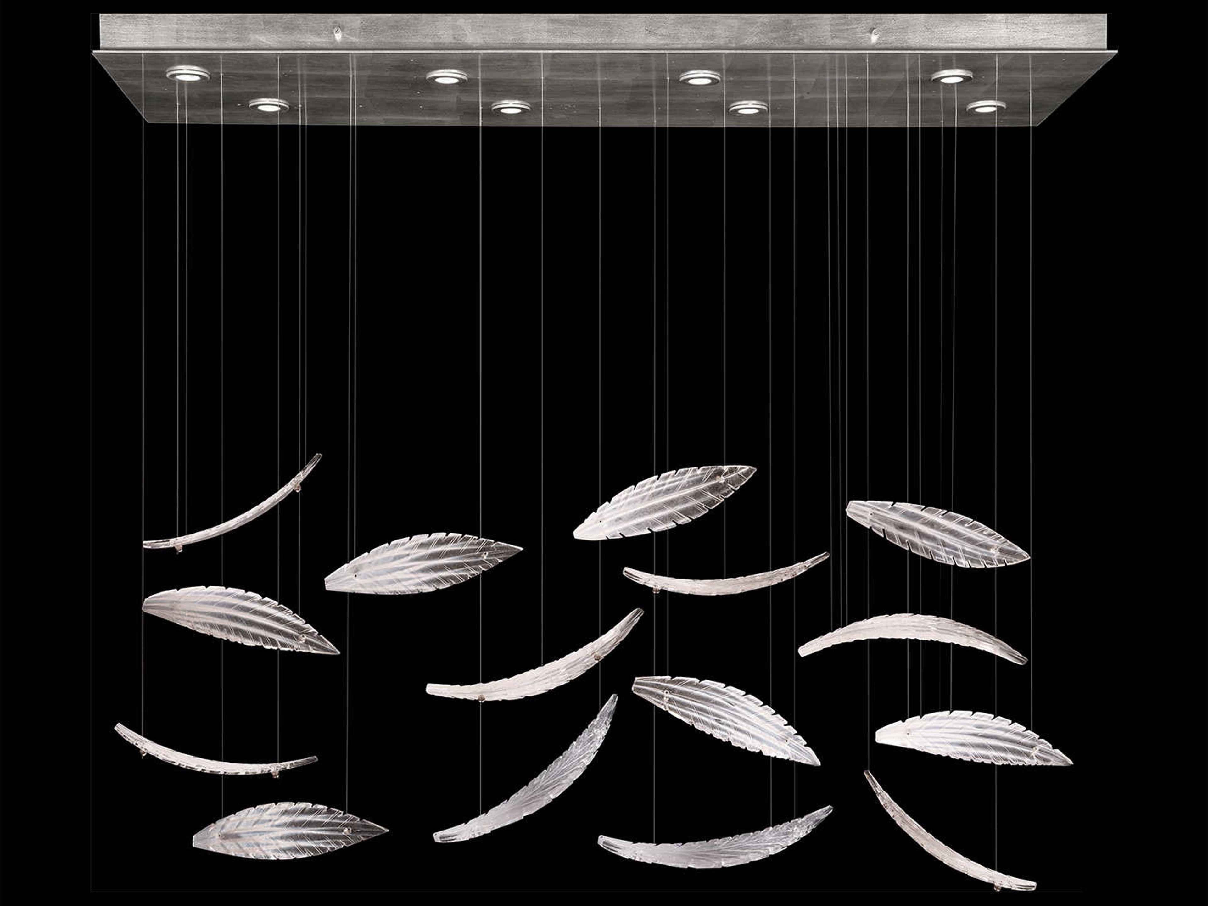 Elevate Rectangular Pendant Light Silver Leaf