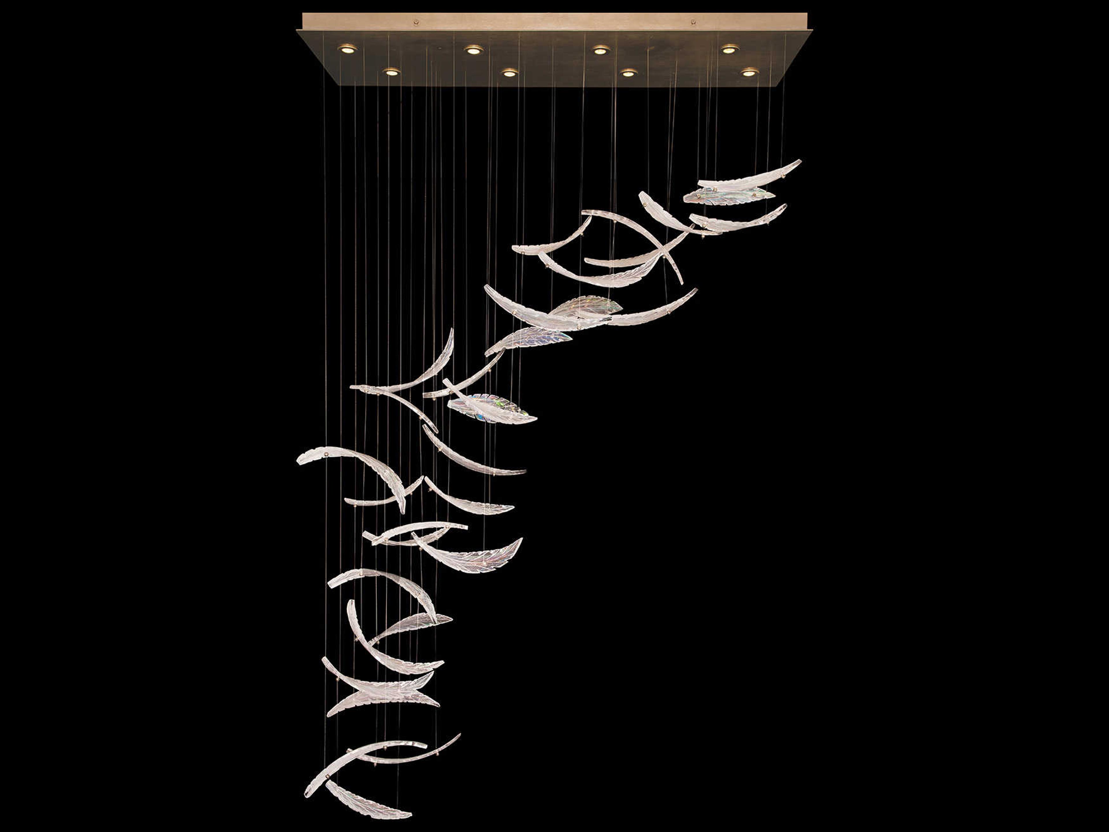 Elevate Rectangular Pendant Light Gold Leaf