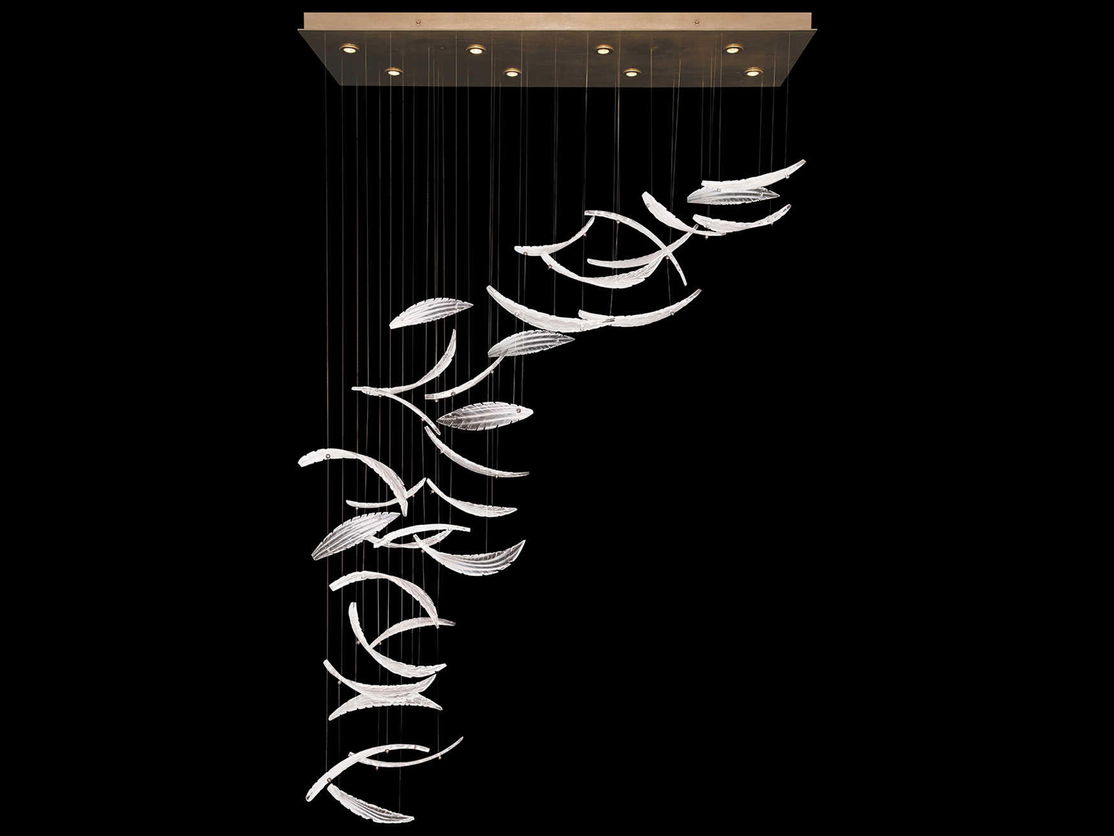 Elevate Rectangular Pendant Light Gold Leaf