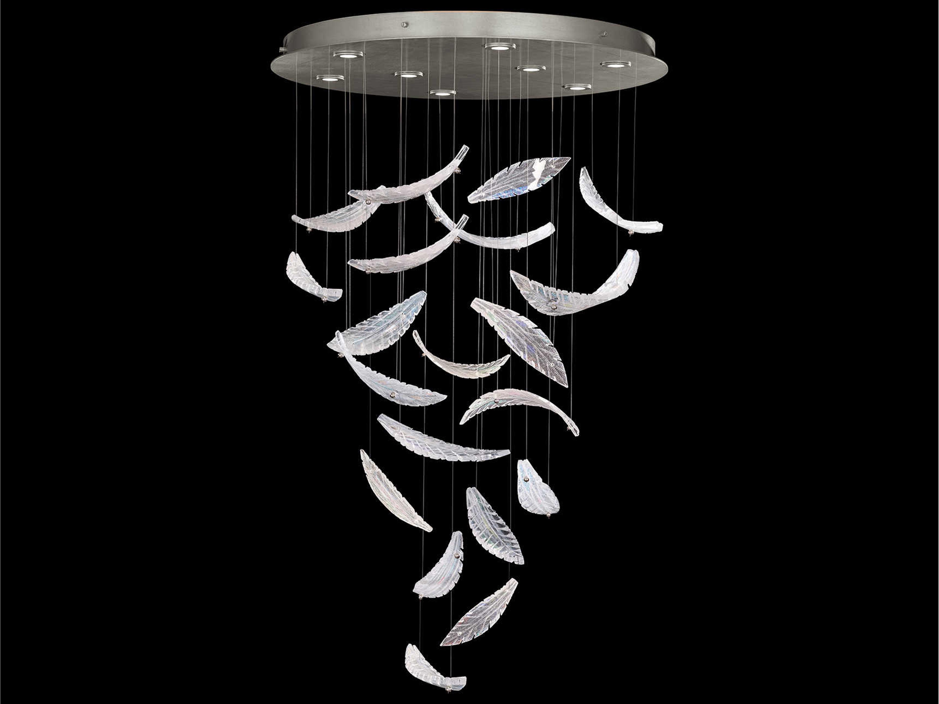 Fine Art Handcrafted Lighting Elevate 8-Light Silver Leaf Crystal Glass Pendant