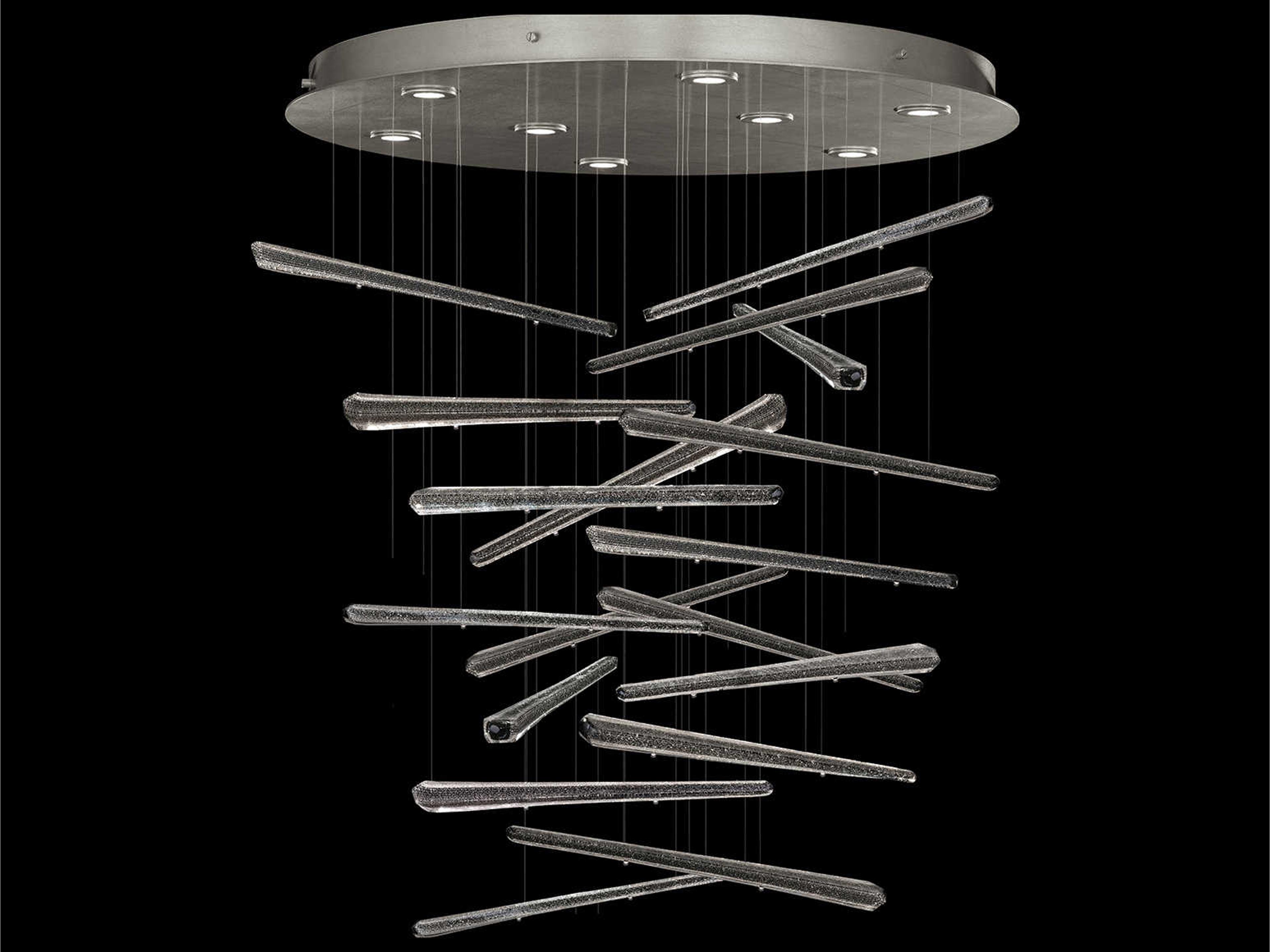 Fine Art Handcrafted Lighting Elevate 8-Light Silver Leaf Crystal Glass Pendant