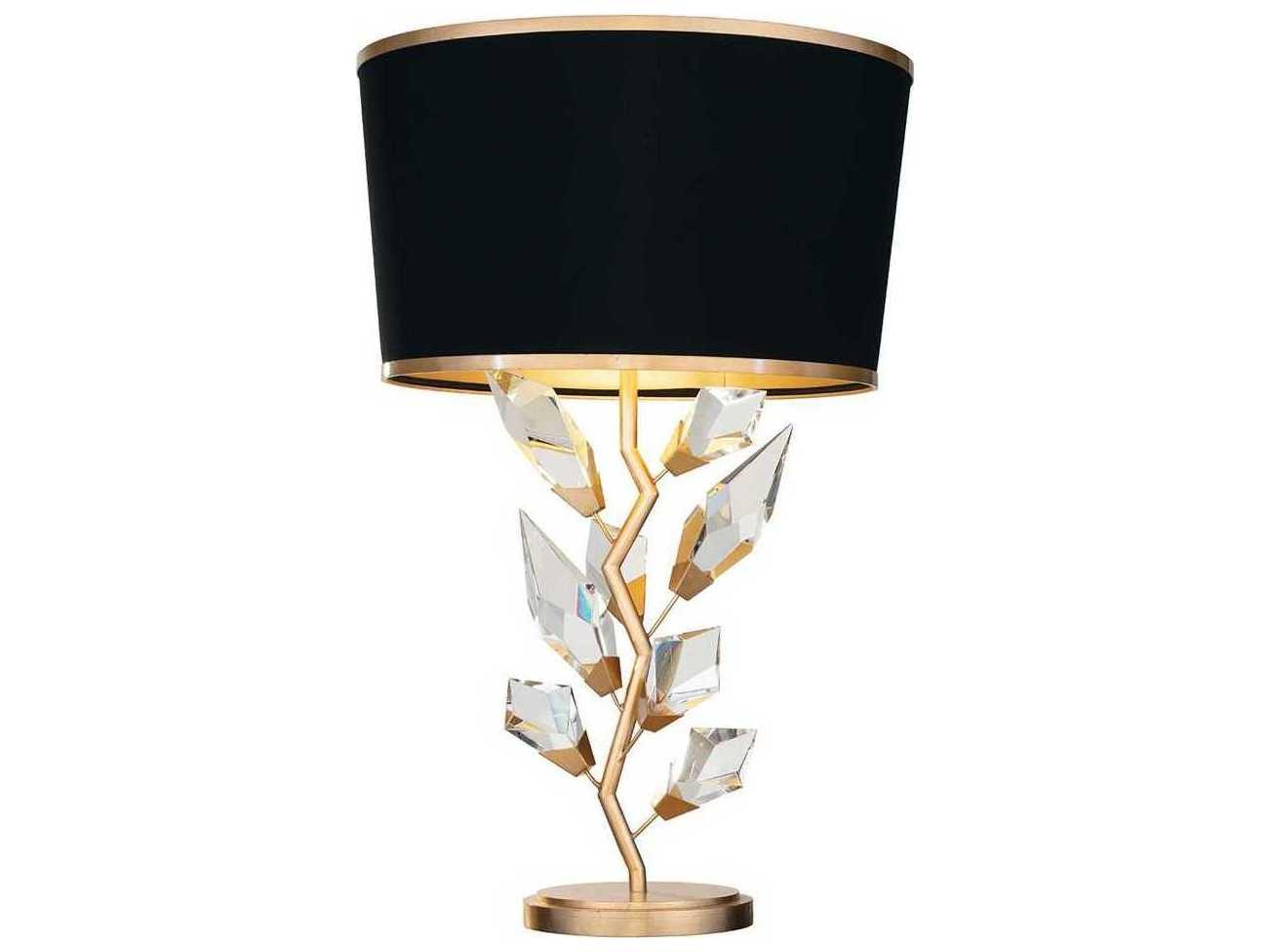 Foret Table Lamp with Gold Leaf and Crystal Details