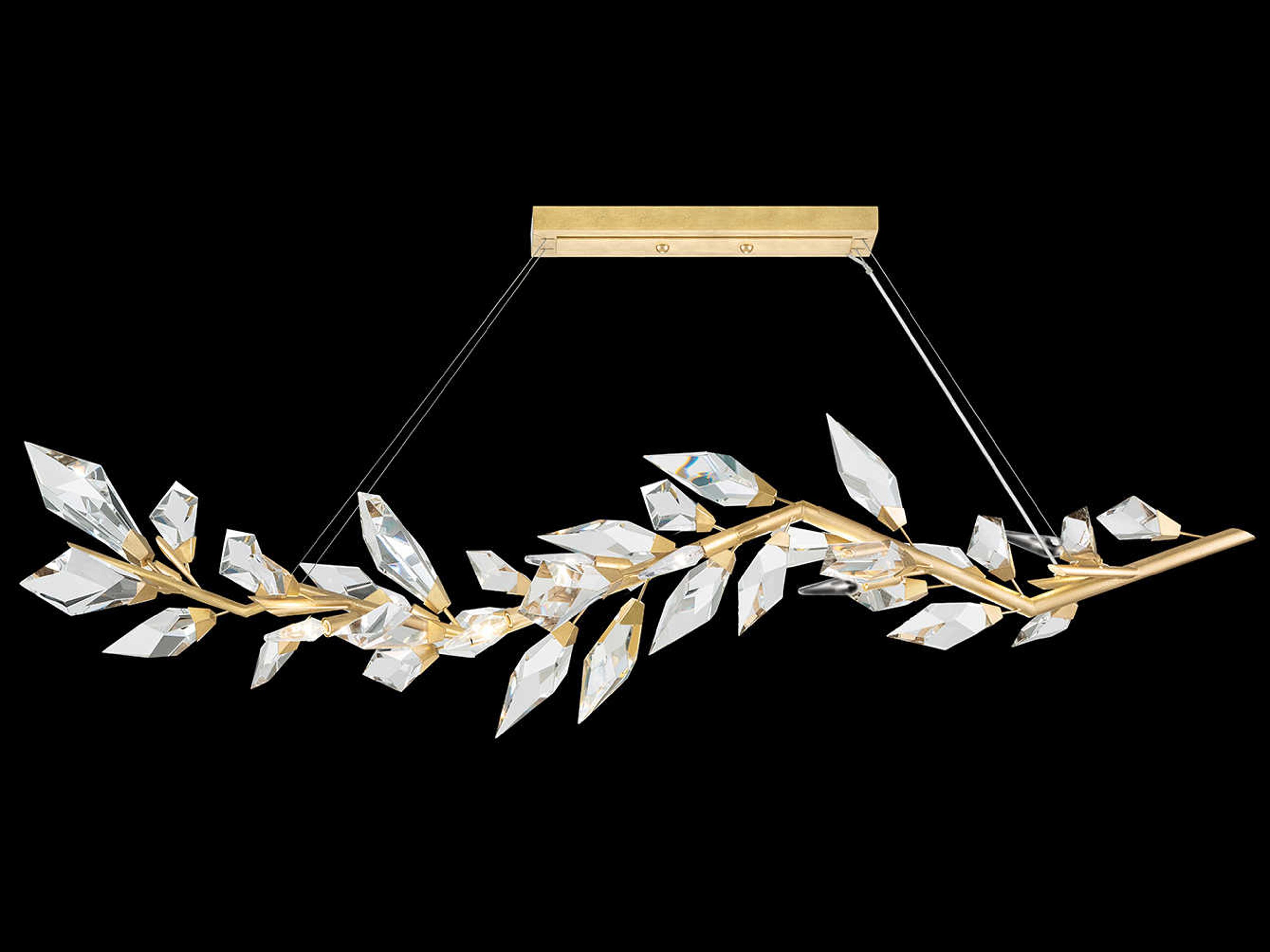 Foret Linear Pendant with Crystal Leaves