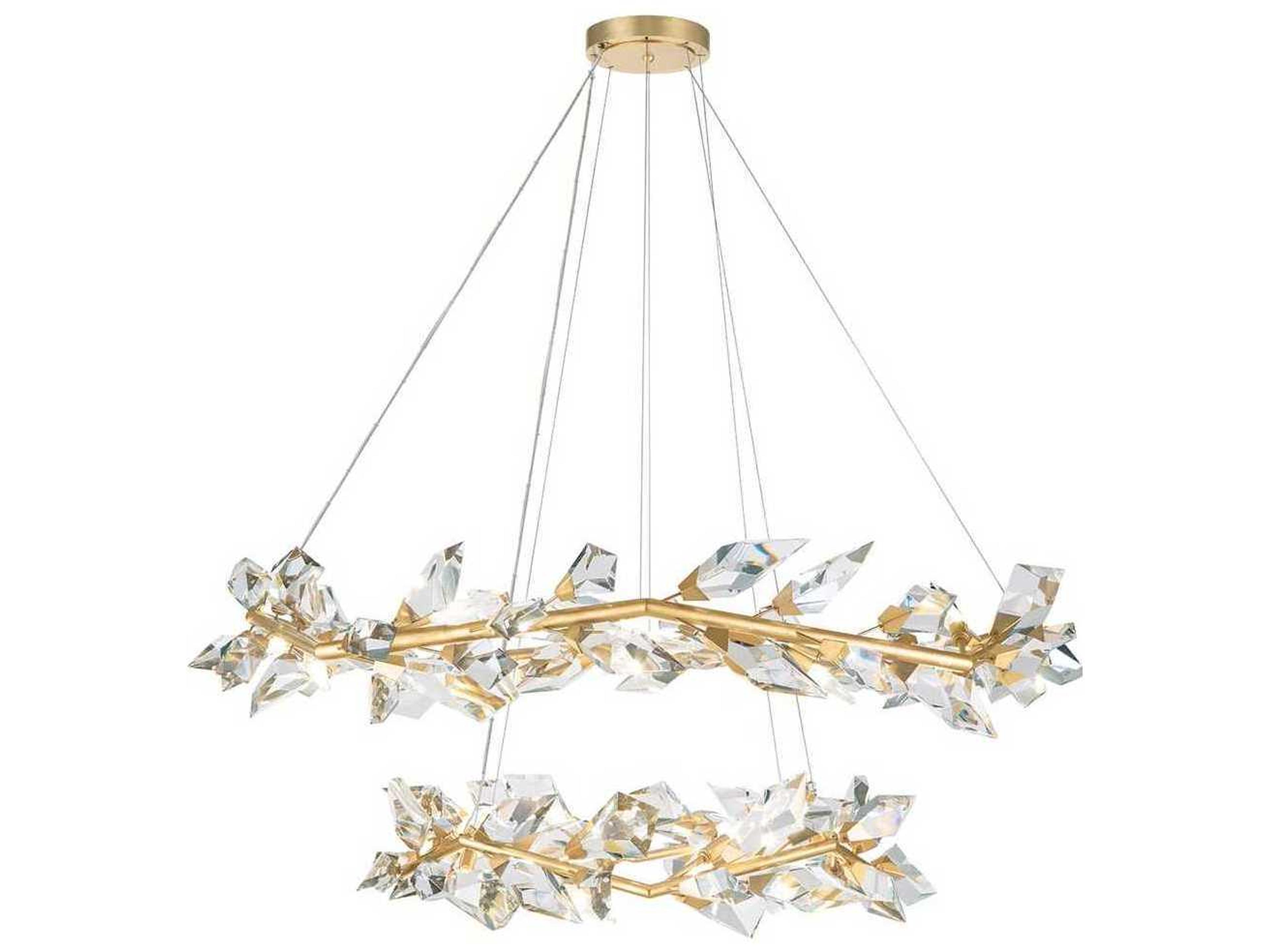 Foret 20-Light Gold Leaf Crystal Pendant