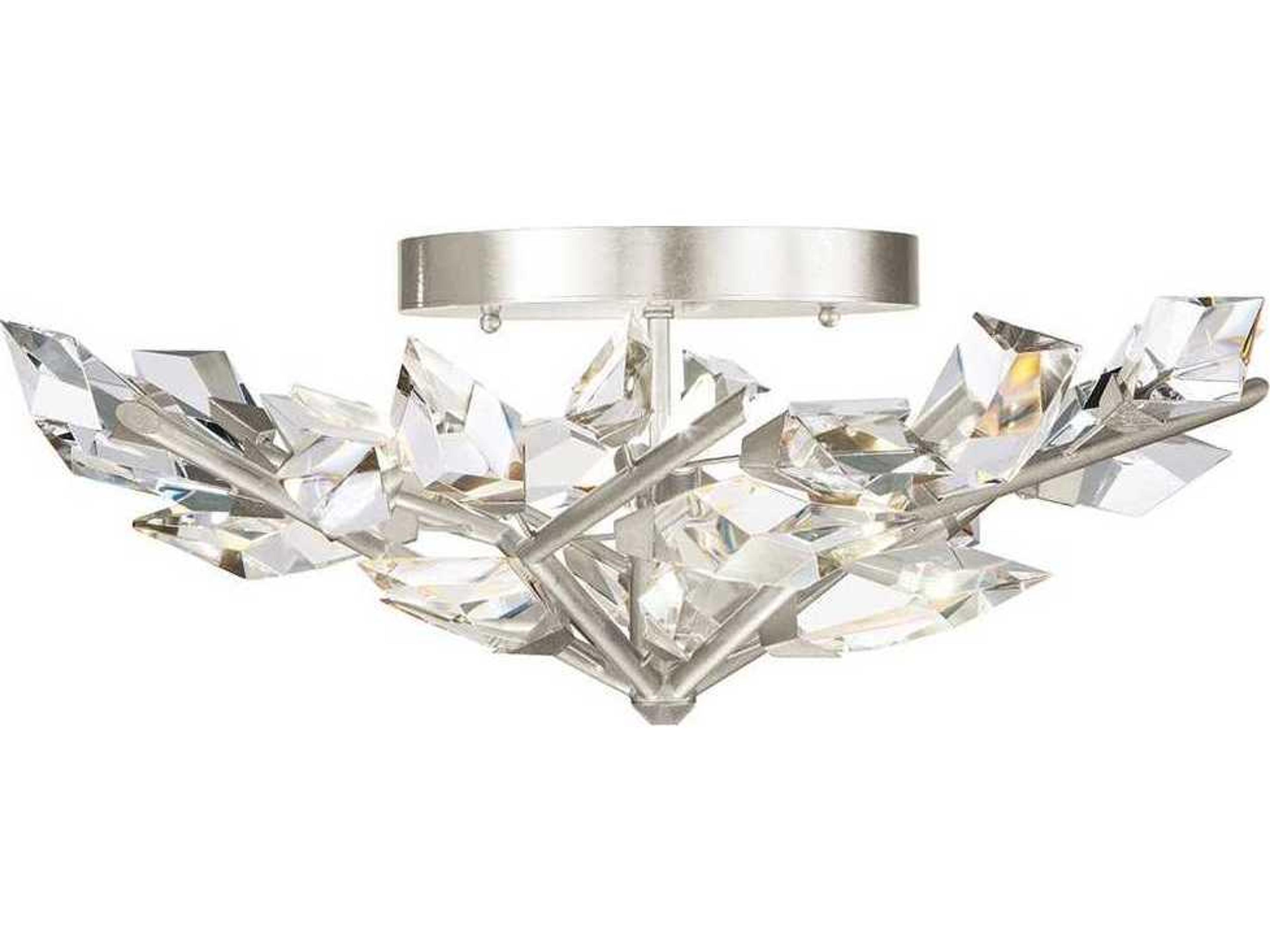 Foret 4-Light Silver Leaf Crystal Semi Flush Mount