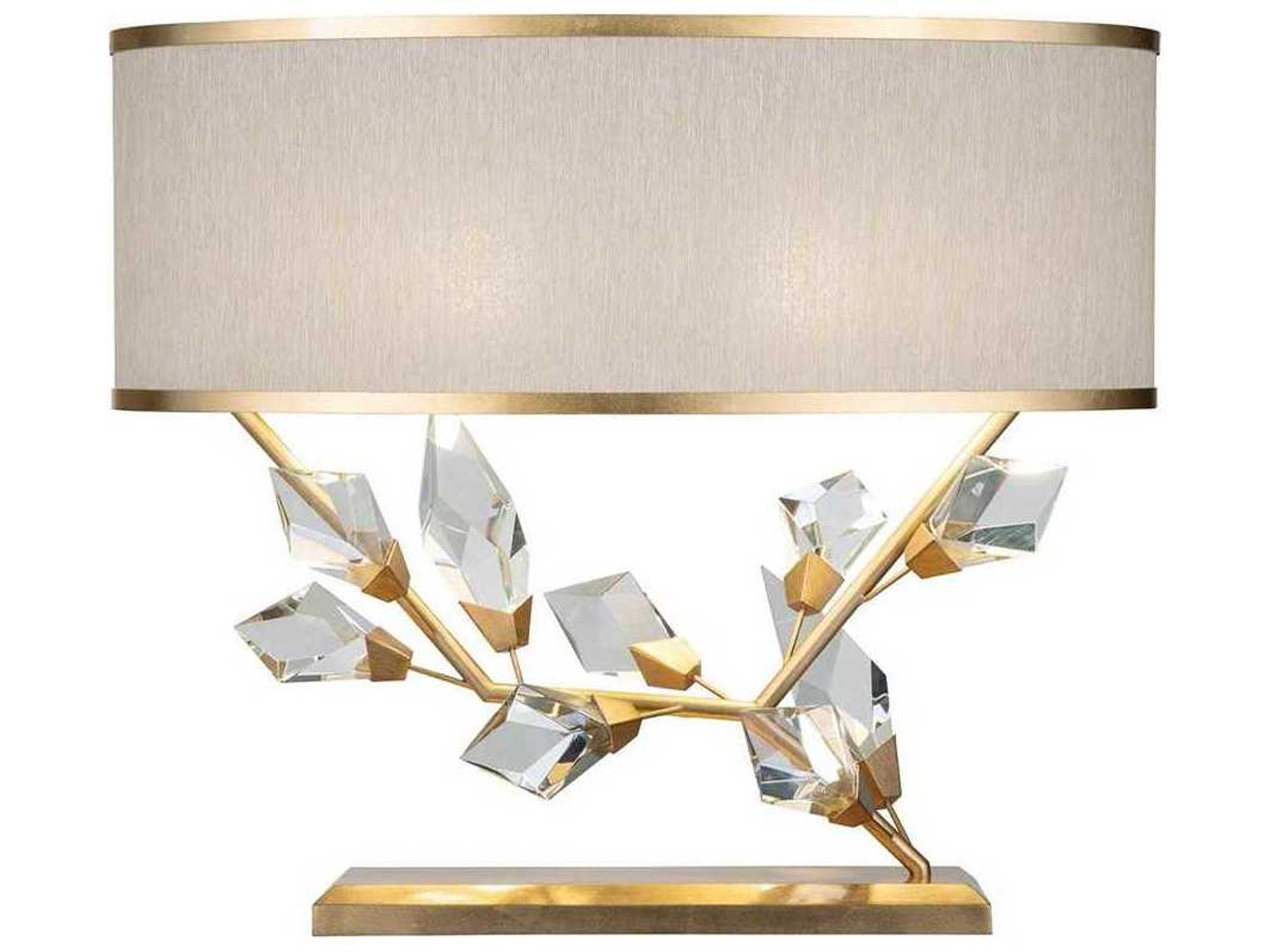 Foret Wide Table Lamp Gold Leaf Crystal