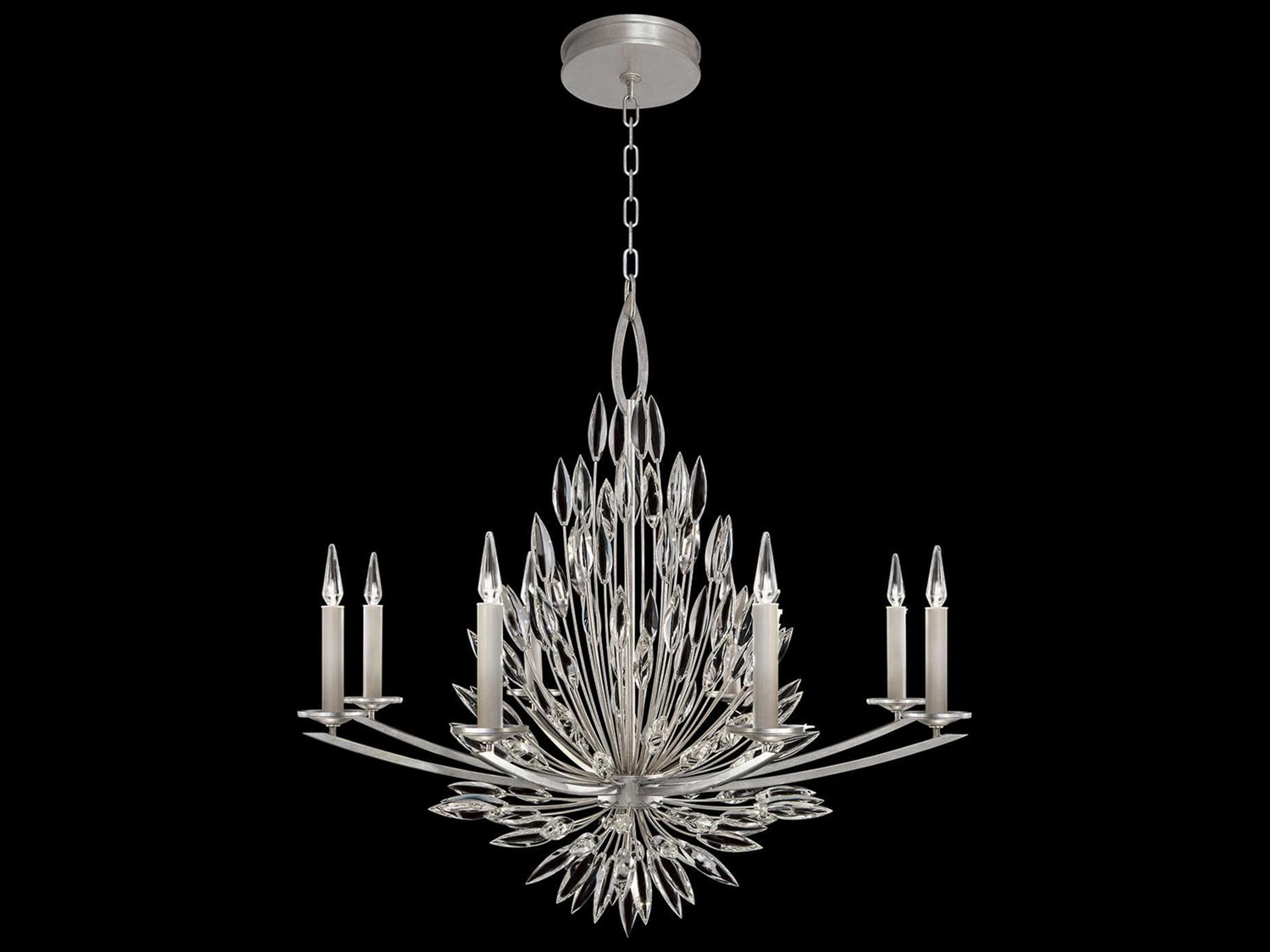 Lily Buds Eight-Light Chandelier in Silver Leaf