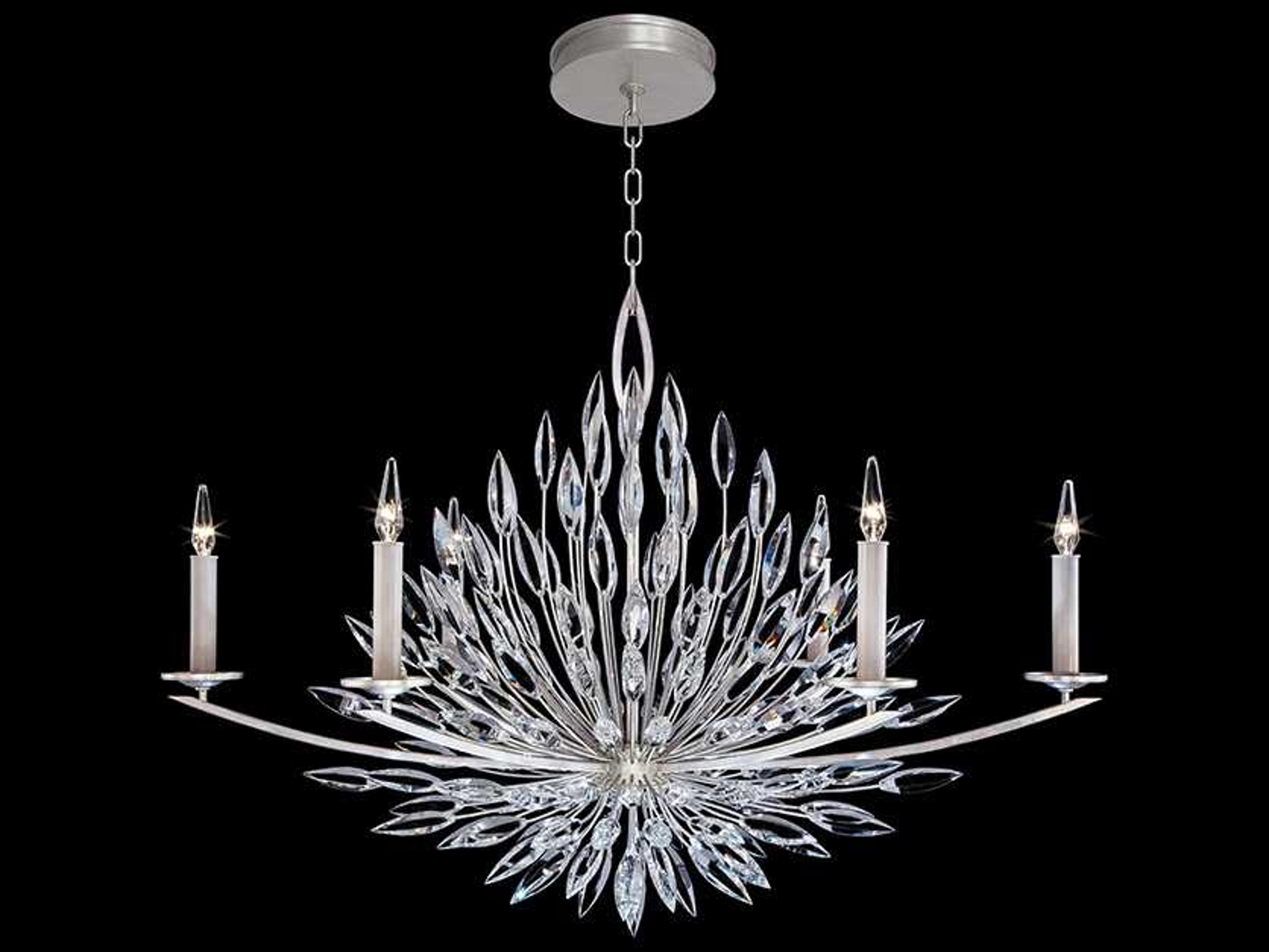 Lily Buds Six Light Chandelier in Silver