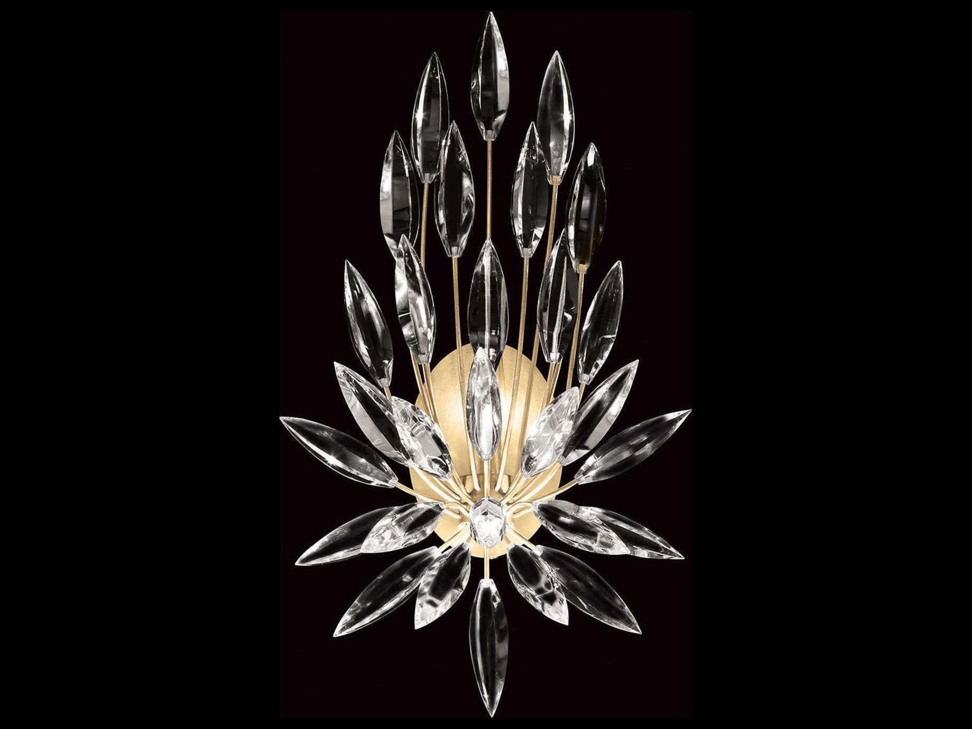 Lily Buds Wall Sconce Gold Leaf Crystal